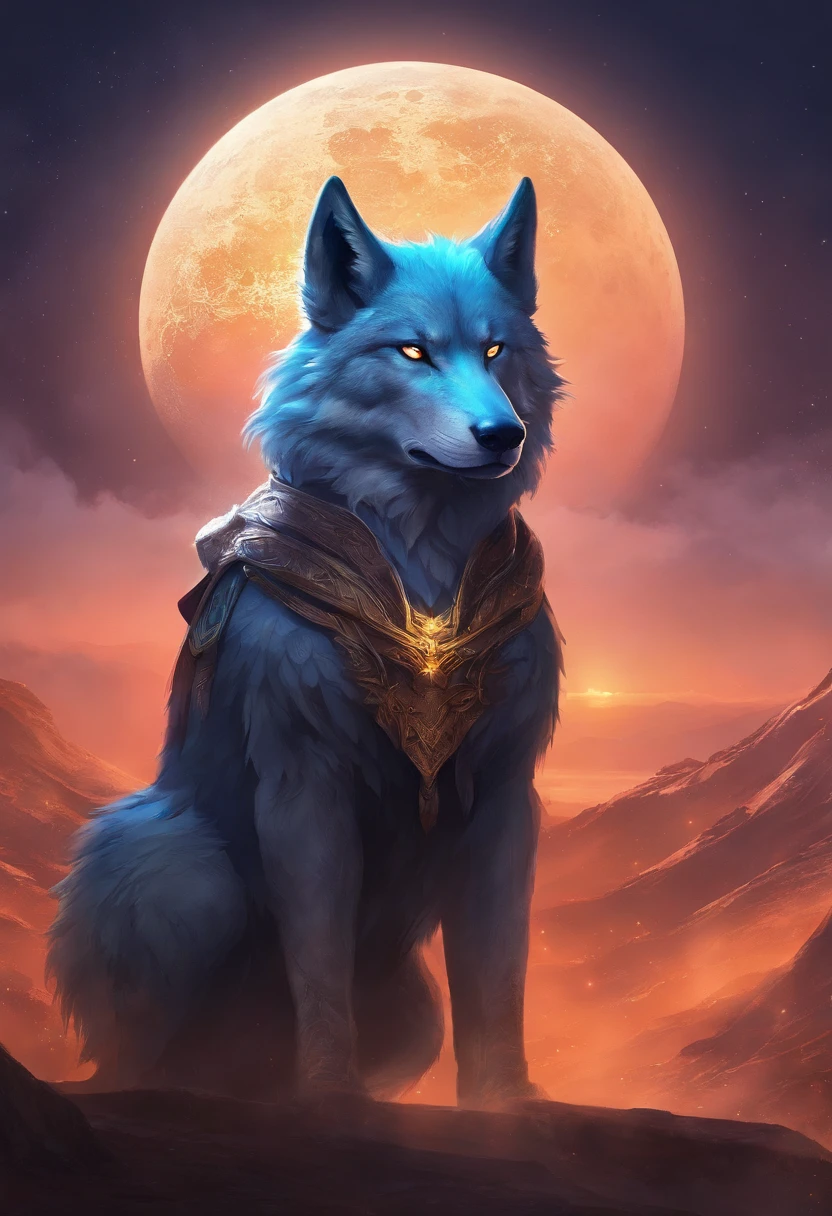 Create a captivating logo design featuring an evil ninja wolf in the foreground, bathed in the eerie glow of a full moon in the background. The wolf should exude a sense of malevolence, with sharp, menacing features. Surround the scene with a mystical aura, and incorporate
 subtle elements of darkness and mystery.4k resolution.Using Cinema 4d.Fantasy art.Focused on character .