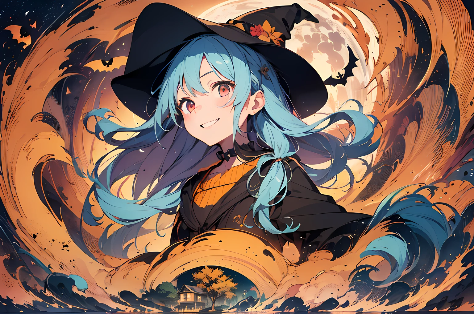 absurdres, highres, ultra detailed, (1girl:1.3) , Halloween witch, ((lovely smile)),wizard robes, wizard hat, Jack o'lantern, night, moon lighting,
BREAK, Halloween atmosphere,(half body image:1.5),
, kaleidoscopic imagery, symmetrical patterns, vibrant colors, geometric shapes, mesmerizing designs, optical illusions, dynamic composition
BREAK
, pantomime art, expressive body language, silent storytelling, evocative gestures, visual narratives, theatrical performances
BREAK
, blooming pumpkins, colorful petals, fragrant scents, nature's bounty, vibrant gardens, peaceful scenery,(wide angle:1.5)