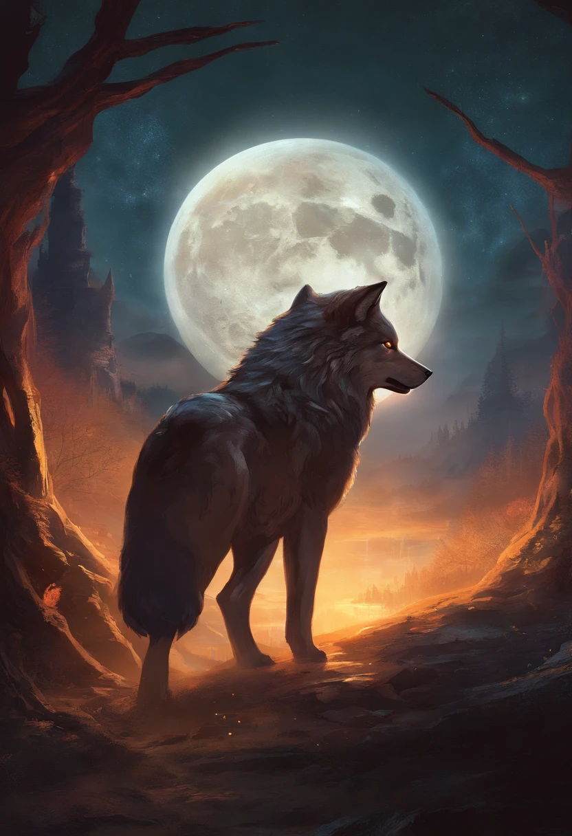 Create a captivating logo design featuring an evil wolf in the foreground, bathed in the eerie glow of a full moon in the background. The wolf should exude a sense of malevolence, with sharp, menacing features. Surround the scene with a mystical aura, and incorporate
subtle elements of darkness and mystery.4k resolution.Using Cinema 4d.Fantasy art.Focused on character .