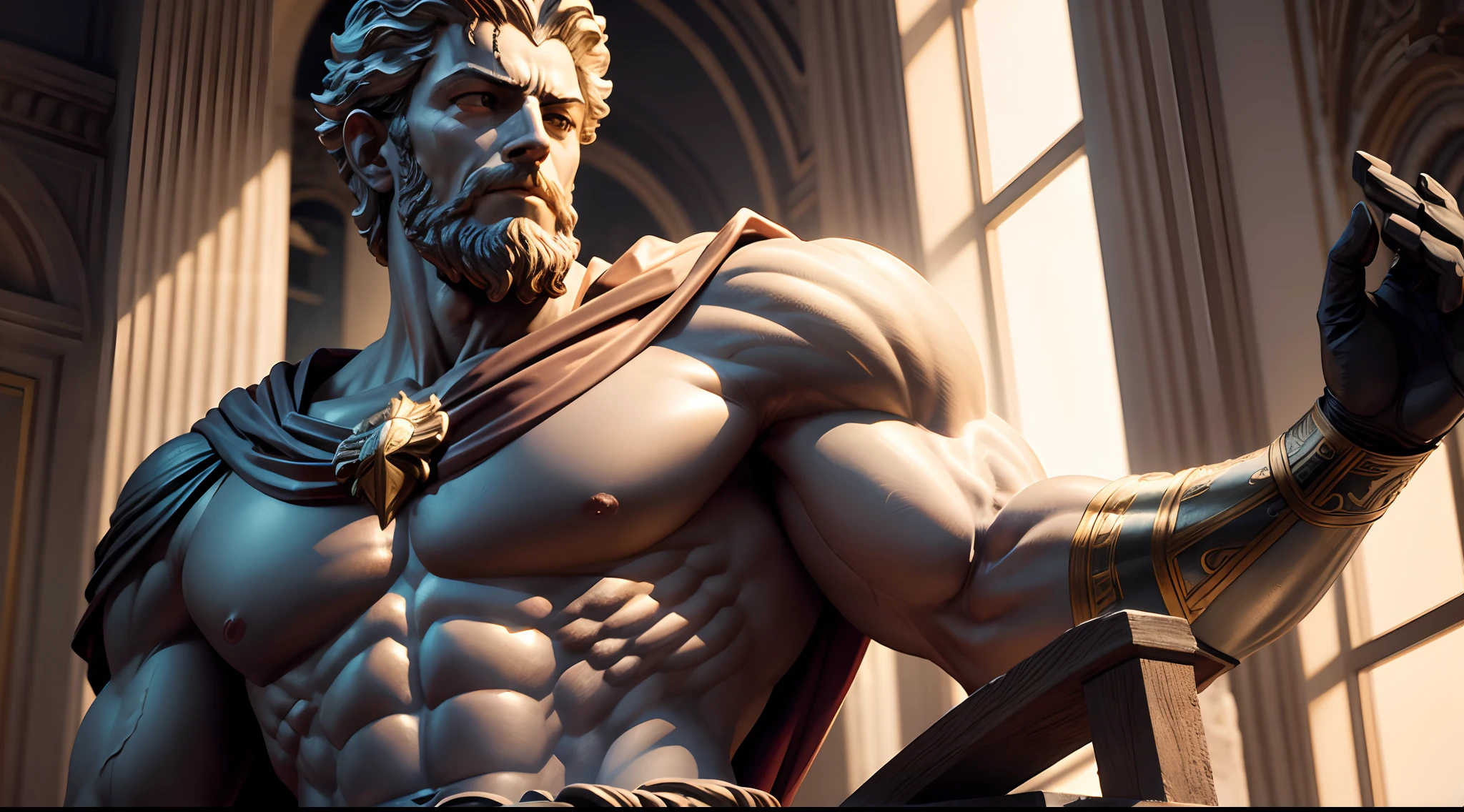 muscular stoic statue