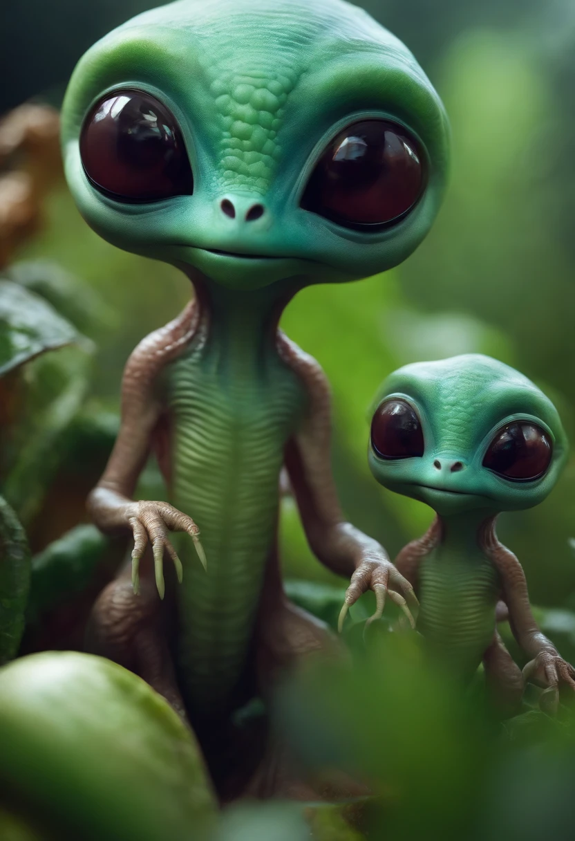 Cute alien creatures，extraterrestrial，Photorealsitic，More information