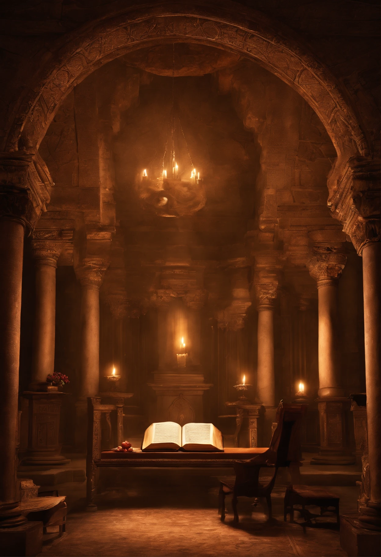"Please, Create high-resolution images of the Bible that capture the awe and spiritual significance of this book of scripture. Images should convey the historical and religious importance of the Bible, Present it with dignity and respect. Using soft lighting、Highlight cover and page details, Emphasis on texture and aging, Where applicable. Place the Bible in a setting that evokes sacred environments, Like the wooden shelves and illuminated altars of ancient libraries. Colors should be subtle and typographic, self-introduction, Must be elegant and discreet. This image is、It should inspire a sense of reverence and spiritual connection to the words and teachings contained in the Bible."