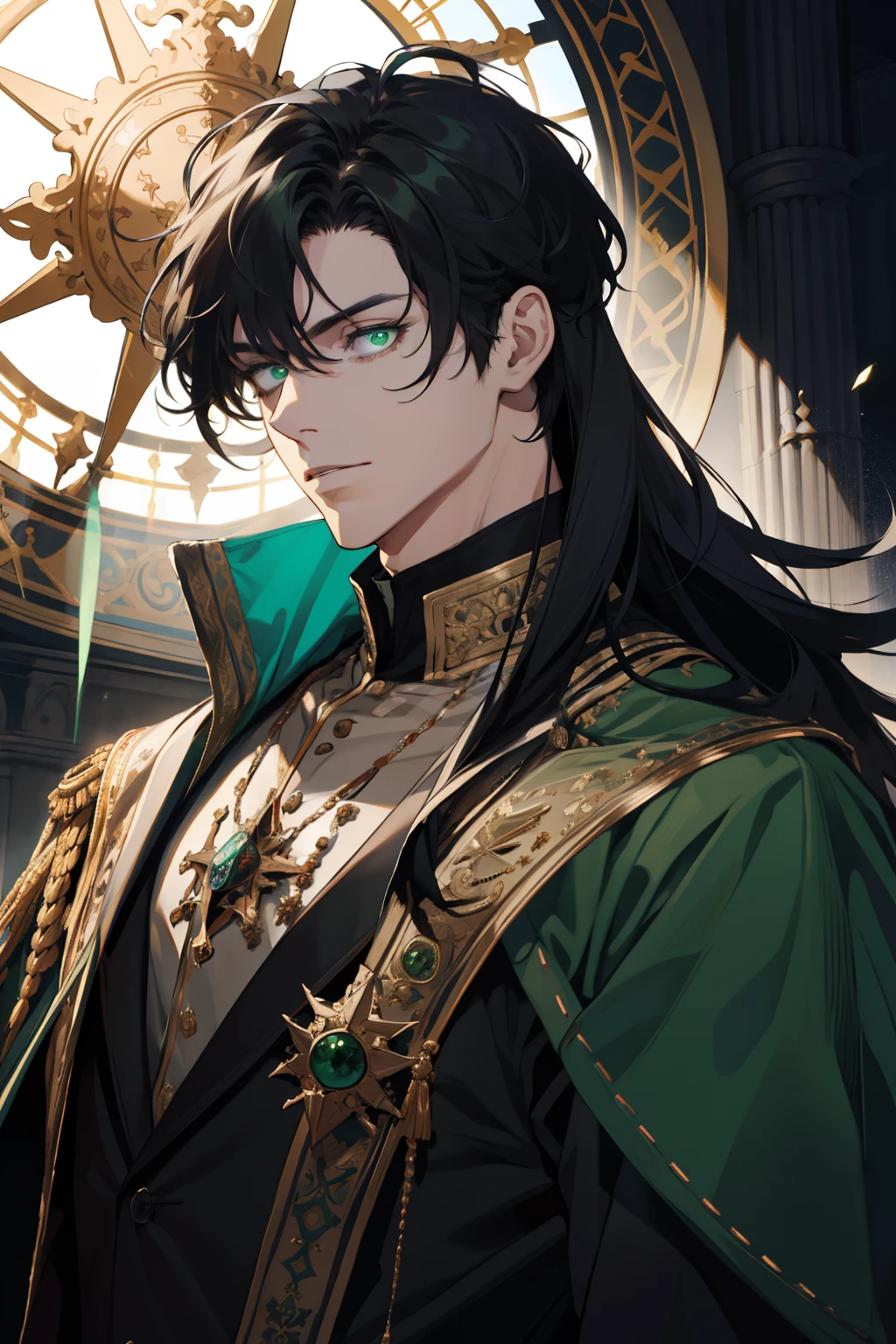 Black Haired Man Green Eyes Royalty Sword Elegant Bad Boy High Quality Highly Detailed