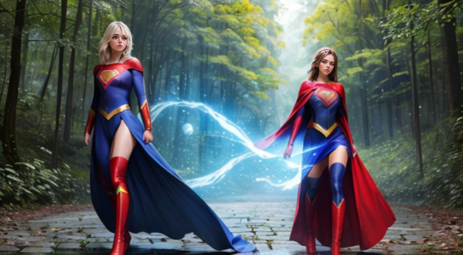 (((Make the most of the original image)))、(((fantasia de supergirl)))、(((cabelos escuros lustrosos)))、(((sofrimento)))、(((The feet must necessarily be worn with black pantyhose)))、(((You need to wear red boots)))、((Qualidade de imagem superior、8k))、((qualidade superior、8k、obra prima:1.3))、foco nítido:1.2、mulher bonita com forma de corpo perfeita:1.4、Abs esguio:1.2、((camadas-Corte、peito grande:1.2))、um corpo molhado:1.5、Highly detailed facial and skin texture))), ((Olhos detalhados, Olhos de alta qualidade, Rosto de alta qualidade)), vestido azul claro extremamente complexos, magical robes),  magia, (dramatic), epic, campo de flores, profundidade de campo, bokeh, 4k, gotica, cinzas, particules))