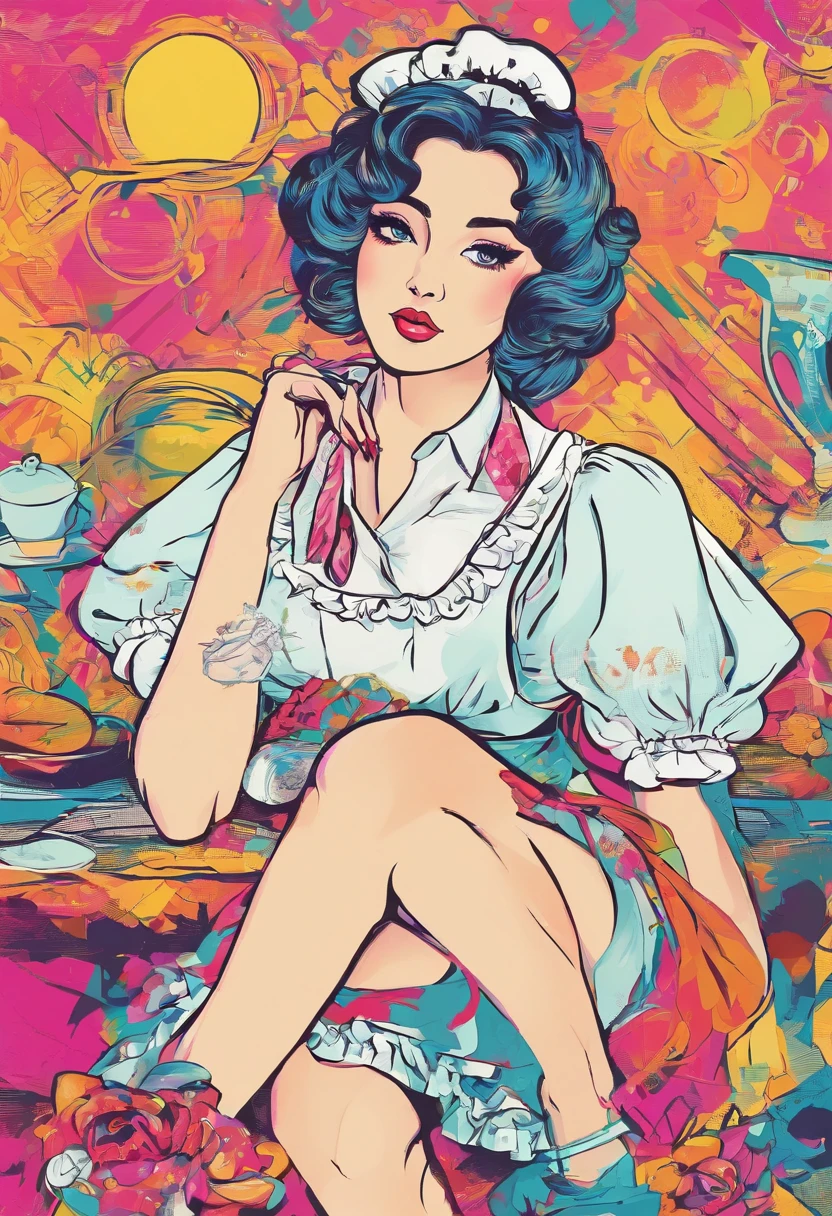 maid clothes,Take your eyes off,Pensive expression,bobhair