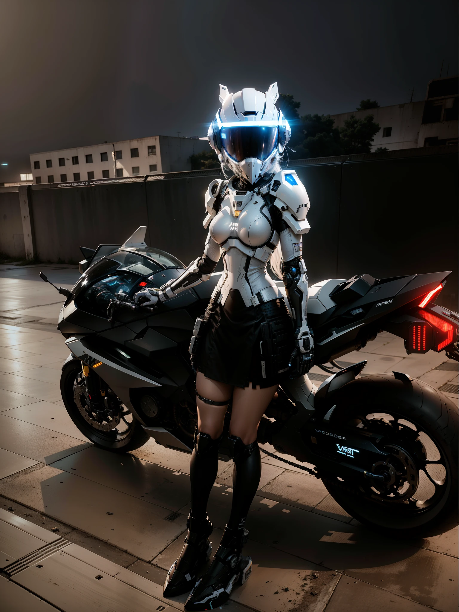 Sexy cyberpunk female knight,White mech costume,White tech helmet,Nousr, Biomechanicals, MSHN Robot Woman,High-tech helmet,hyper realisitc, Steel, Complex design, insanely details, finely detailled, Extremely clear lines, cinmatic lighting, photograph realistic, A detailed masterpiece
