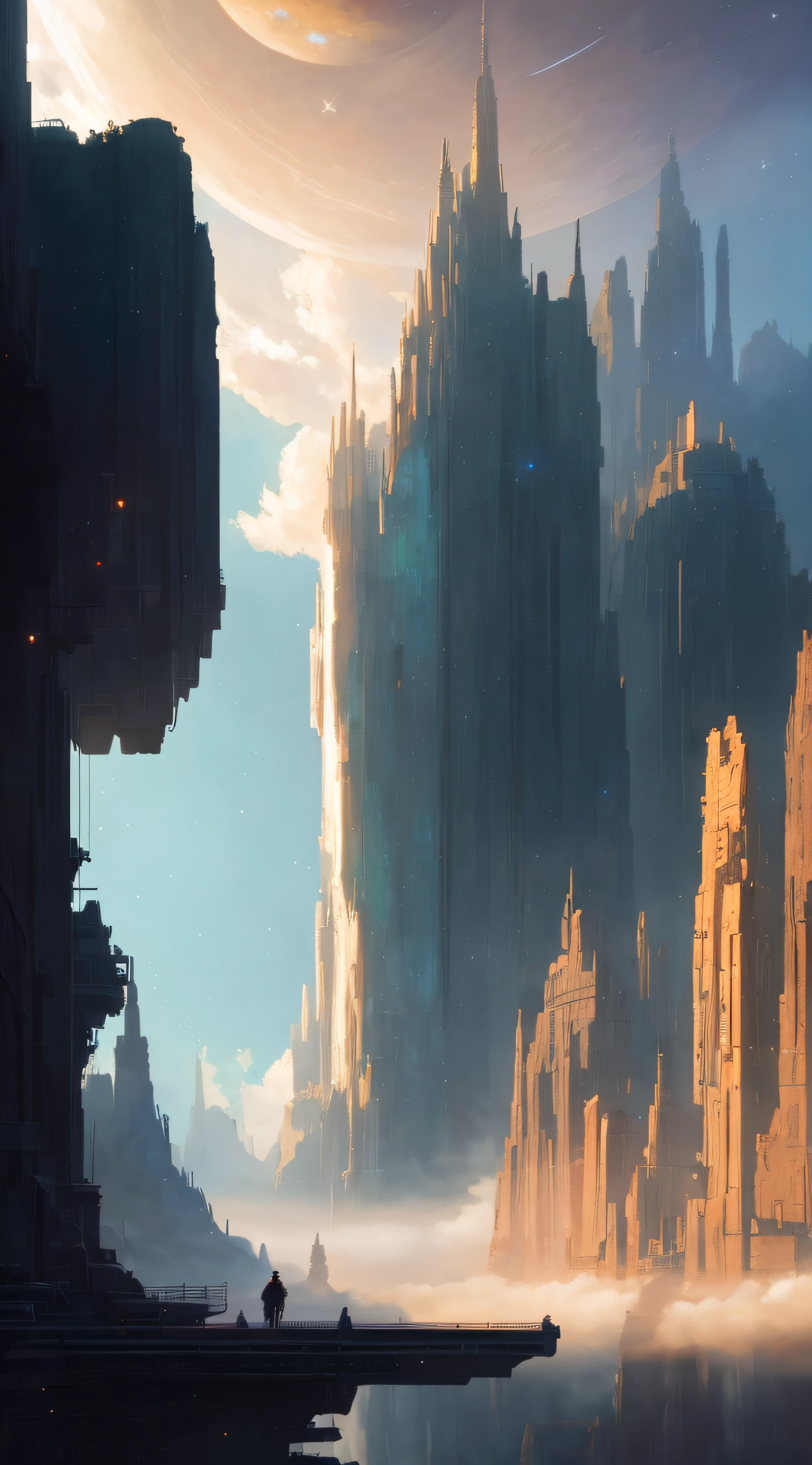 (Very detailed CG unity 8k wallpapers), panoramas of the most beautiful outer space artwork, sci-fi space landscapes, planets, Ed Blinkey, Atey Ghailan, professional majestic paintings of Studio Ghibli, Jeremy Mann, Greg Manchess, Antonio Moro, Trending on ArtStation, Trending on CGSociety, Intricate, High Detail, Sharp focus, dramatic, photorealistic painting art by midjourney and greg rutkowski