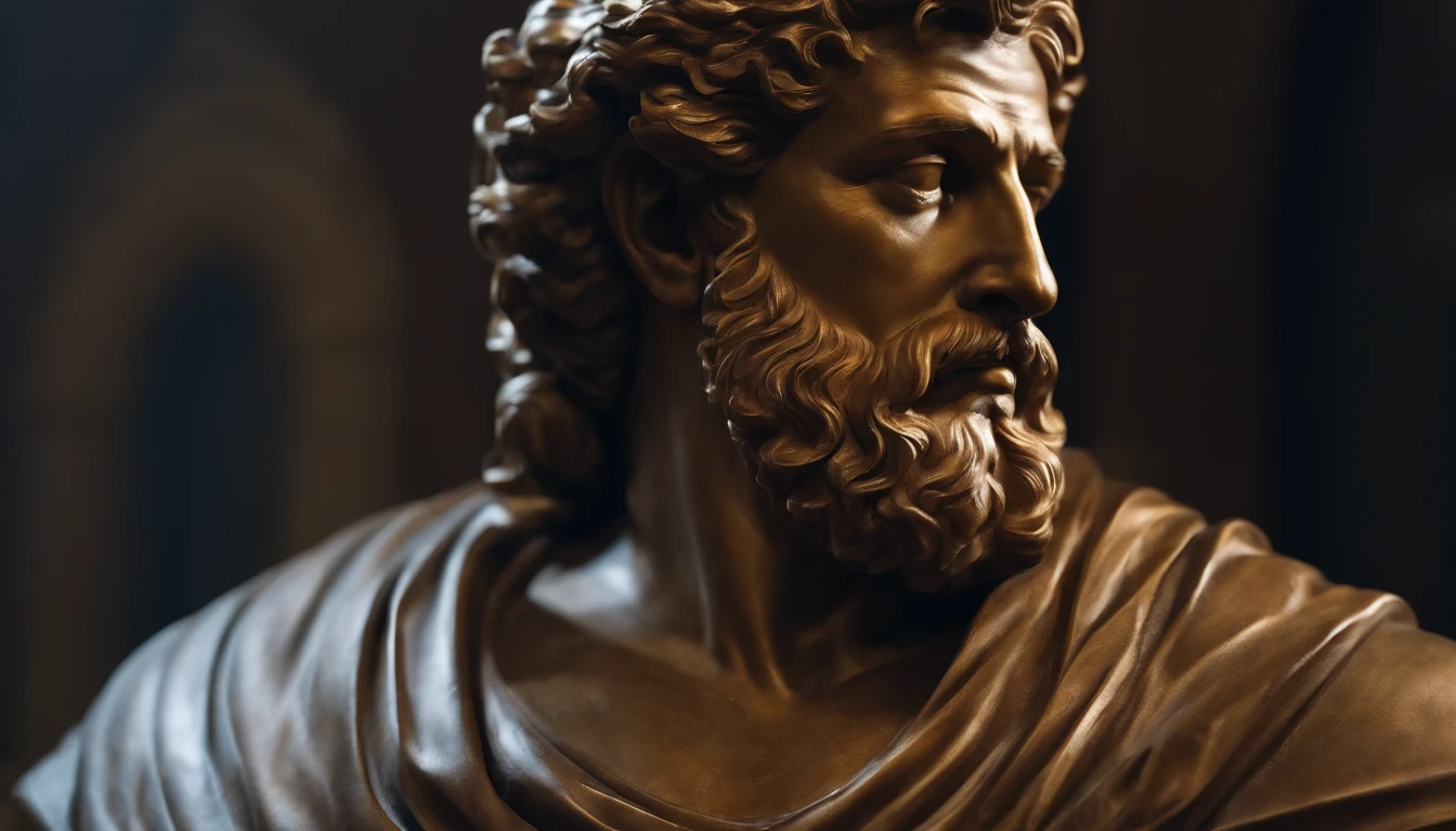 estatua grega, pensador, homem muito forte, estoica, marcus aurelios, ultra hd, ultra realista