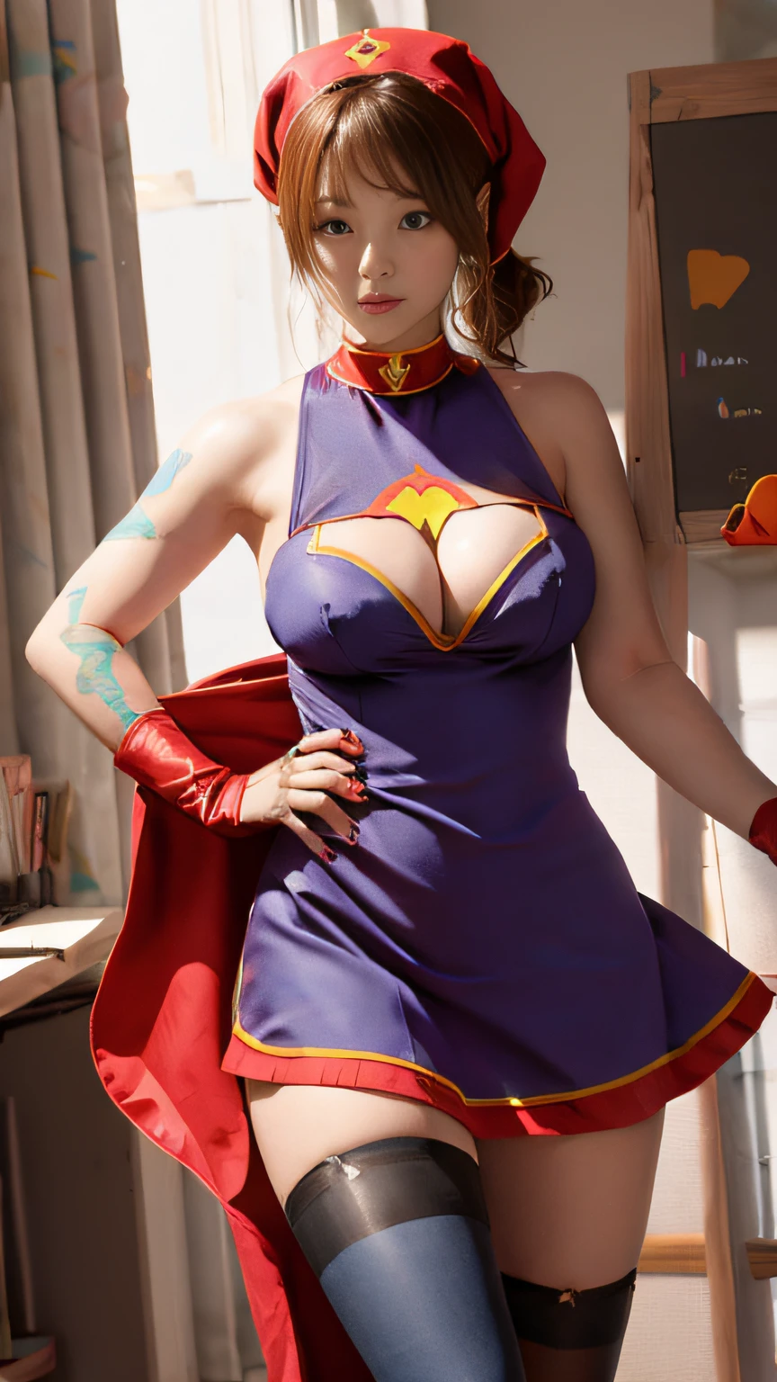 Woman body set big breasts, Supergirl costume dress