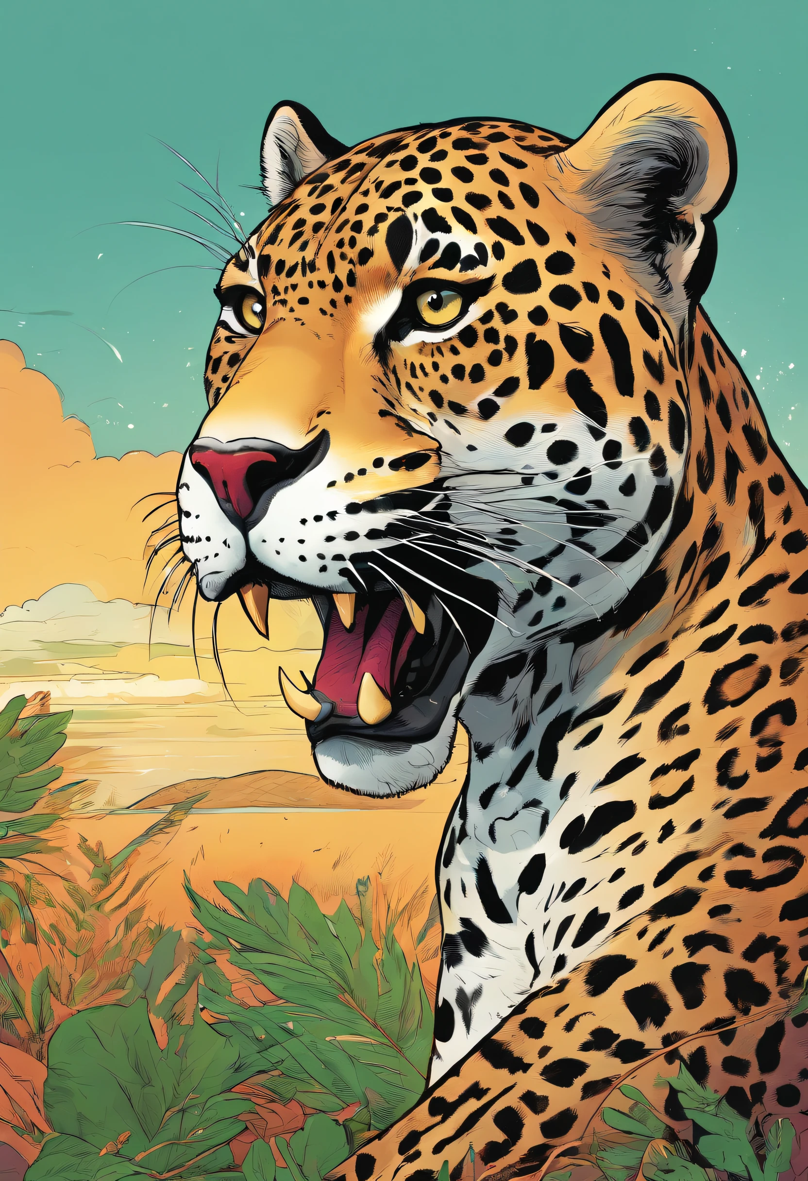 Jaguar with a calm look looking to the side