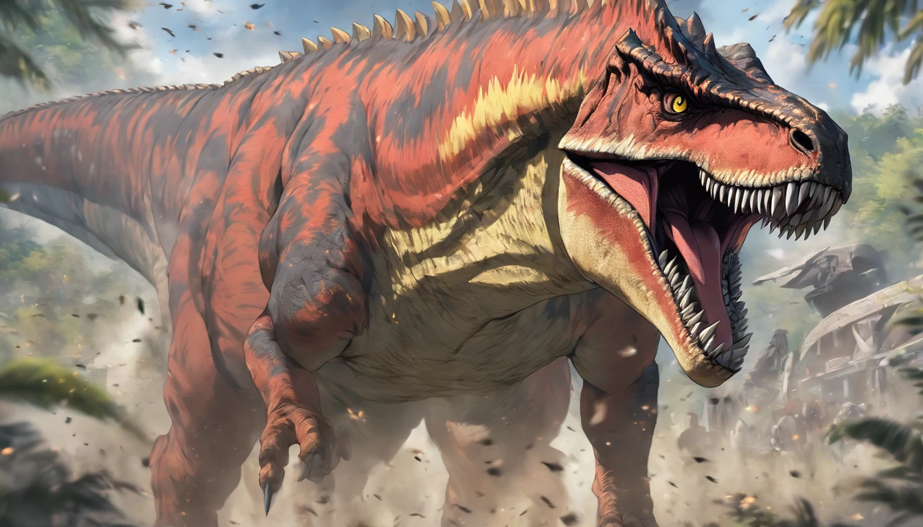 Allosaurus, fierce and strong and armored and resistant to everything, Resistance, masterpiece, best quality