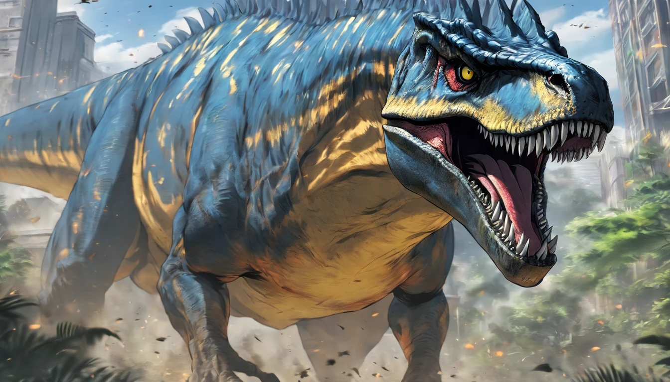 Allosaurus, fierce and strong and armored and resistant to everything, Resistance, masterpiece, best quality