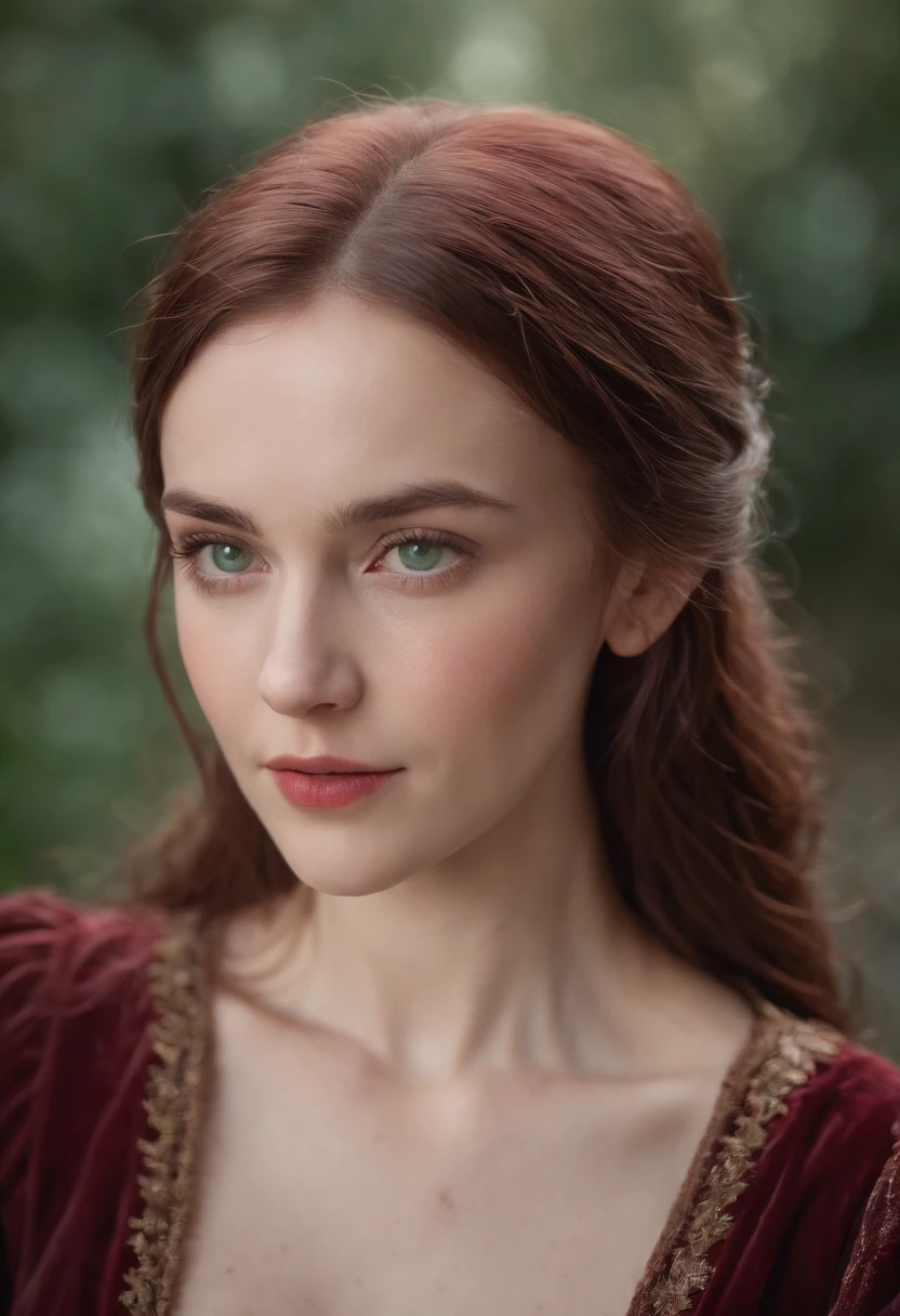 (((A deep reddish scar runs across her left cheek))) light skinned, Women around 19 years old, Natural gray hair, Distinctive green eyes, Wearing Cole, slender and graceful,, Beautiful, Candlelight in medieval atmosphere, Ultra Sharp Focus, realistic shot, Women's clothing in the Middle Ages, full bodyesbian、Tetradic color (Scar:1.4)、Sheer Dress