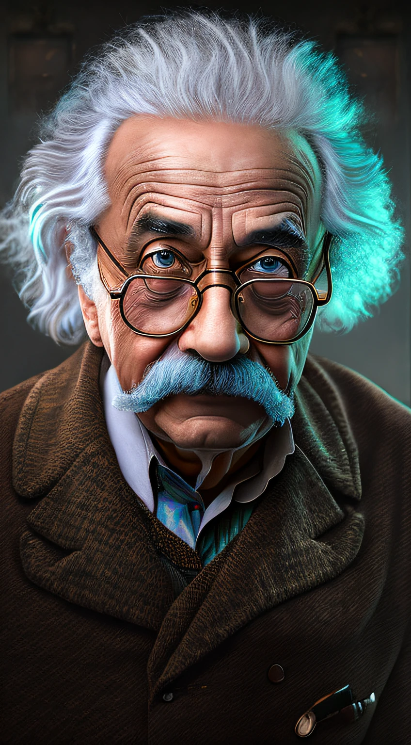 A close up of a man with a mustache and glasses - SeaArt AI