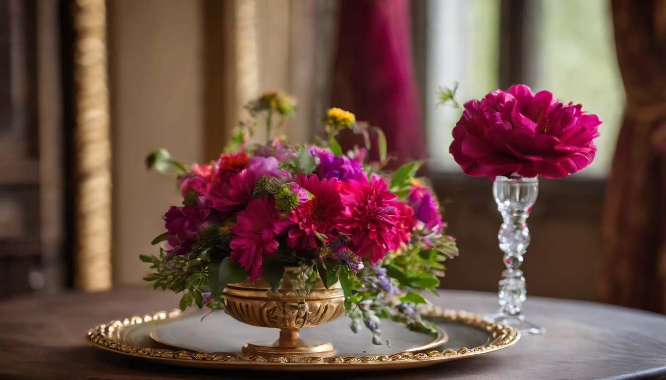 table decor thankyou card with wildflower, wide shooting angle