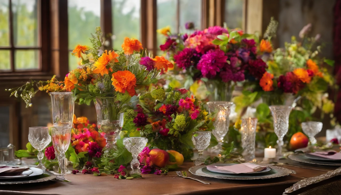 table decor thankyou card with wildflower