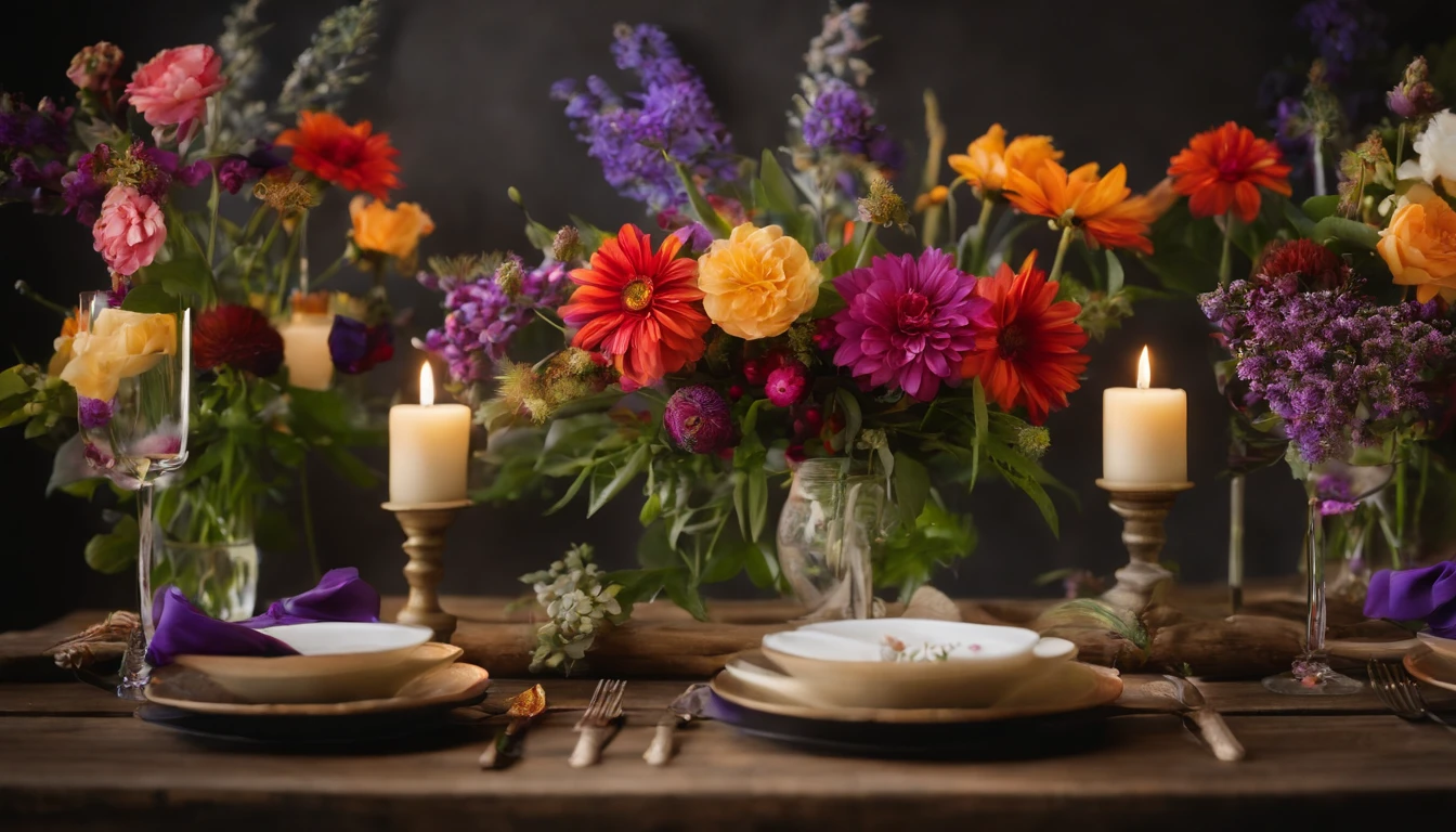 table decor thankyou card with wildflower