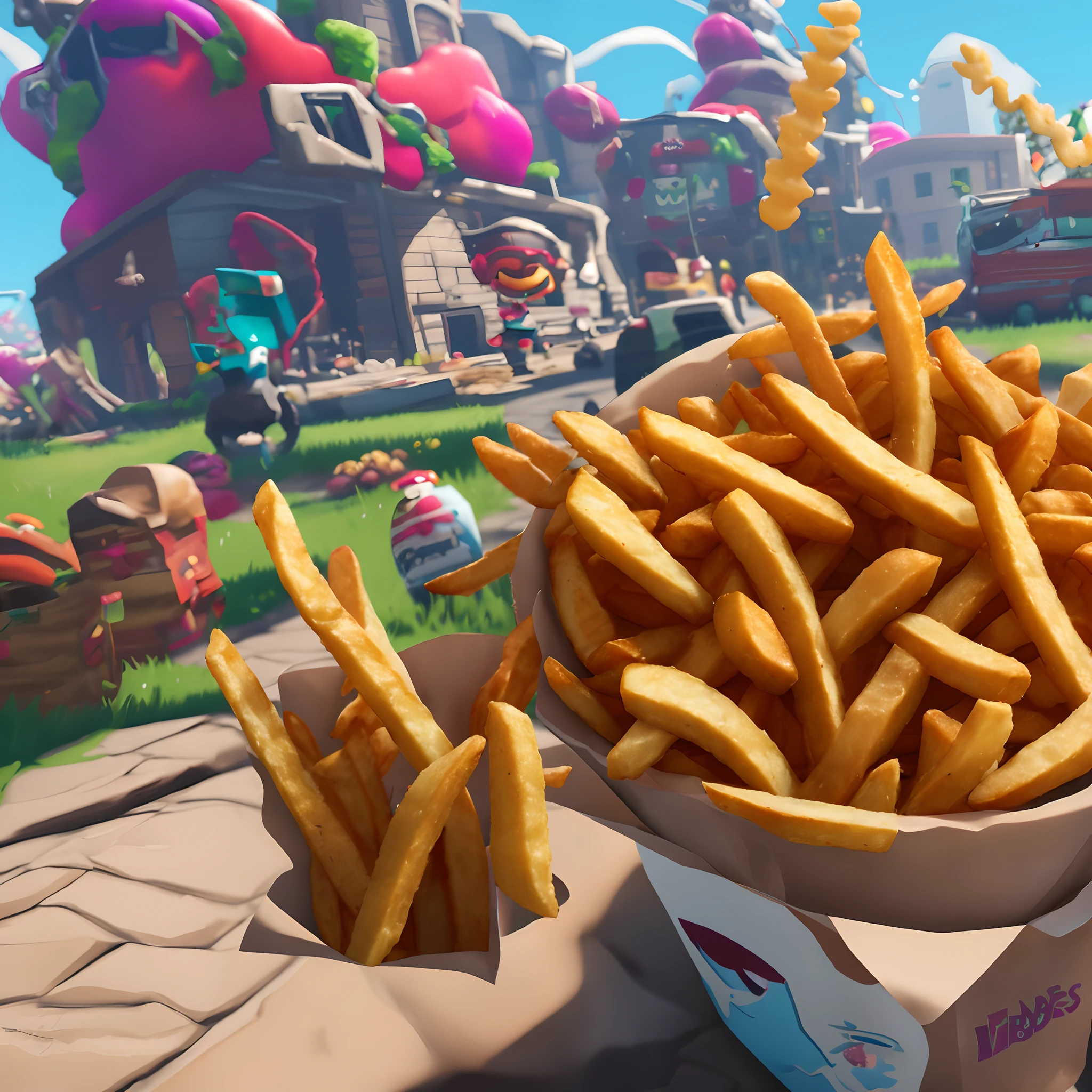Viberant mutated french fry monster in the fortnite save the world style