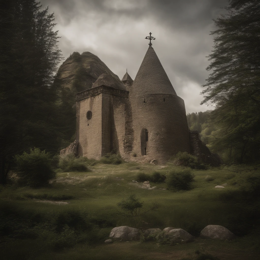 Jesus Christ,high high quality,8K,Many details,Christ Light,ln the forest,rivulets,mountain ranges,Ancient castle,The sky has clouds that shine brightly