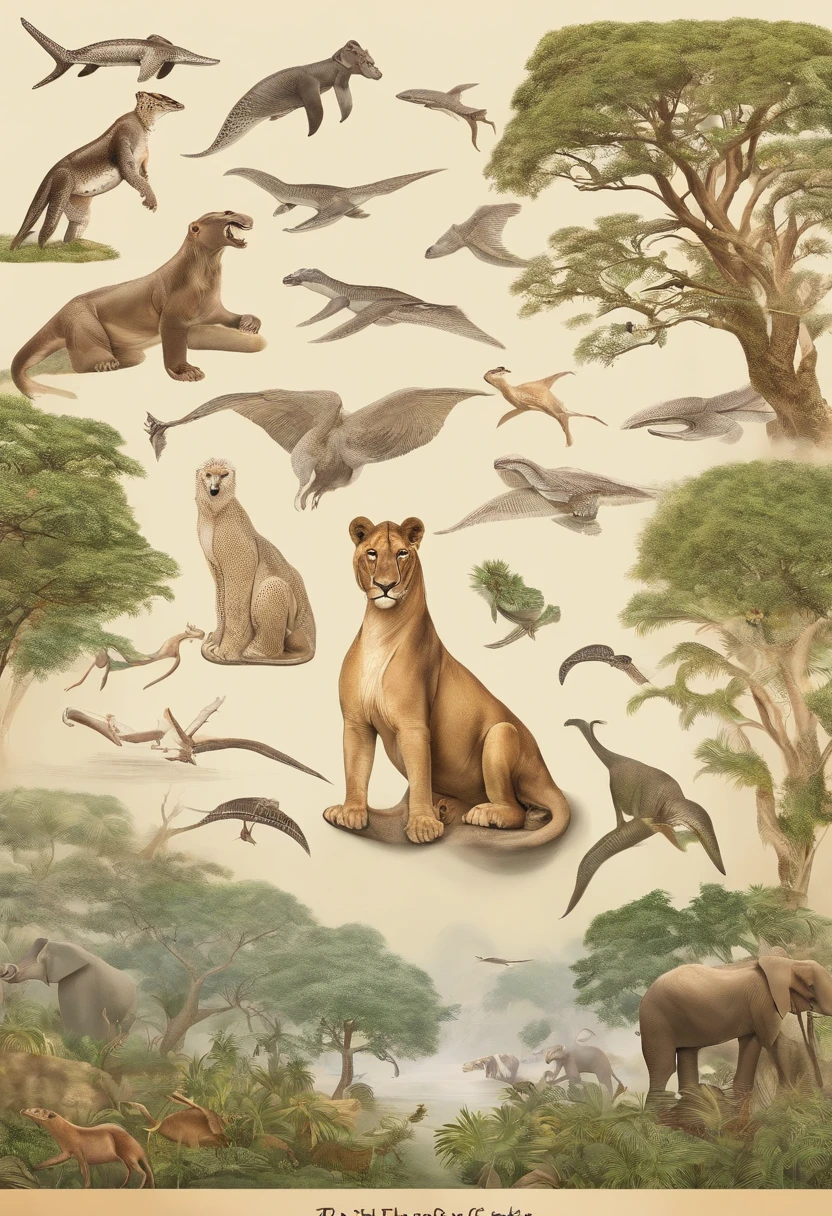 titles:"The Tree of Life"
depiction:
My work is called"The Tree of Life",With a huge tree as the center,It symbolizes the development of earth's civilization and the diversity of life。The leaves are made up of a variety of living and extinct animals,Visualize the living animals on the right half and the extinct animals on the left。
This huge tree comes to life,The trunk is thick,The branches extend upwards,Extend the branches。Leaves are the focus of the work,Each leaf is drawn in a different animal form,It represents the rich and diverse variety of life on Earth。
On the right half,We can see some existing animal figures。The elegant giraffe stretches its neck to eat,Symbolizes grace and power in nature。Agile cheetah running across the steppe,Demonstrate speed and keen perception。Intelligent orangutans demonstrate intelligence and social skills。Other living animals such as elephants、the Lion、Pandas and others are also brought to life。
And on the left half,We see some images of animals that have become extinct。Giant mammoths and saber-toothed tigers represent ancient times during the Ice Age。Pterodactyls soar in the sky,Represents the splendor of the age of dinosaurs。Other extinct animals such as ancient sharks、Pterodactyls and others also show their unique appearance and characteristics。
The work combines living and extinct animal figures,Remind viewers of the importance of biodiversity。The image of extinct animals on the left is a warning about the impact of human activities on the Earth's ecosystem,We call on everyone to protect the planet's biodiversity,Avoid the extinction of more precious species。
The overall color use is dominated by natural tones,Dark green and brown represent the power of life and land,The image of extinct animals uses deeper colors,to highlight their history and preciousness。