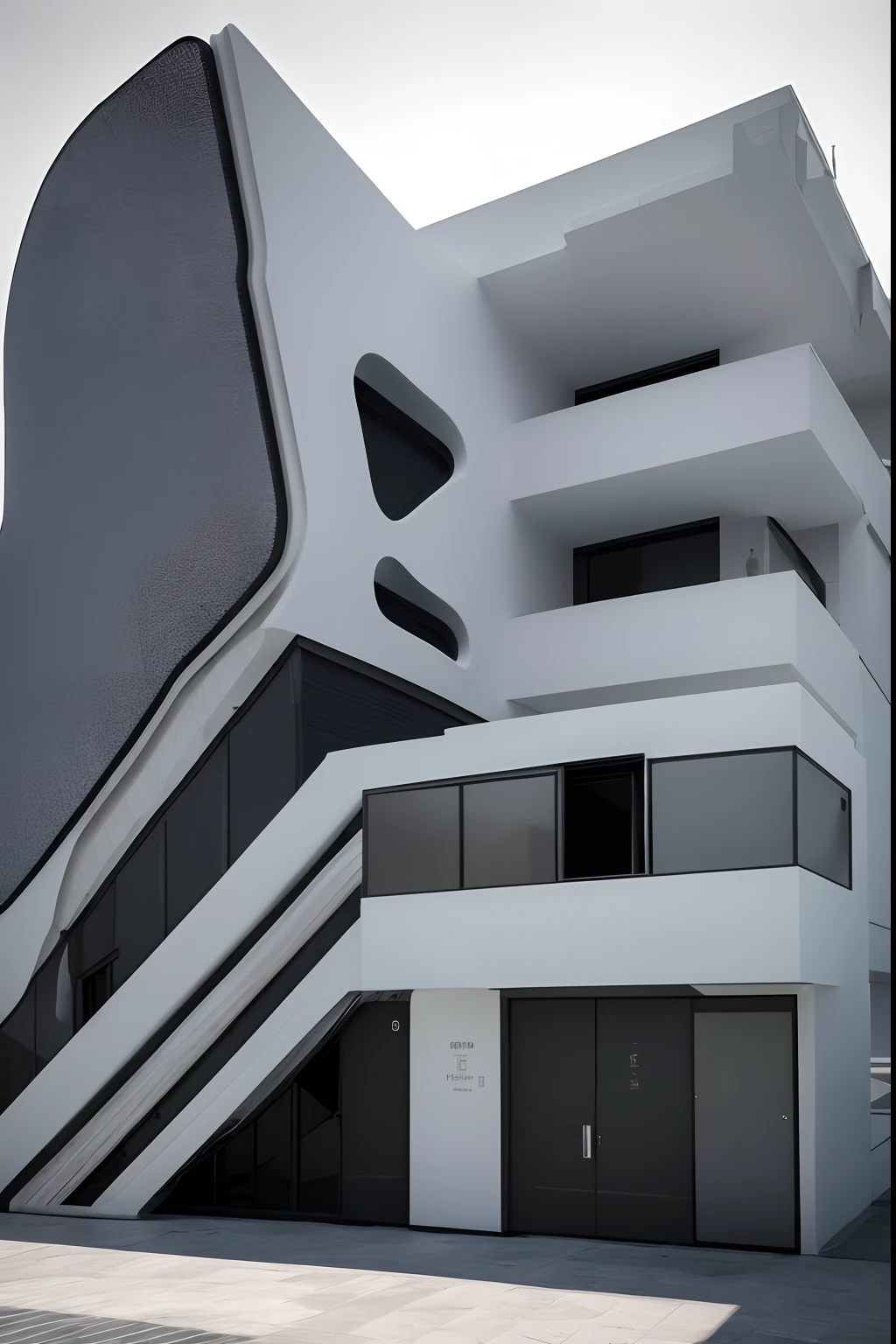Casa de bloques sombreada neofuturista de color vidrio, Architectural design, Zaha Hadid,Kinematic, Professional Architectural Photography, Studio lighting, fondo colorido , advertising photography, Detalles intrincados, intricate 8K UHD design