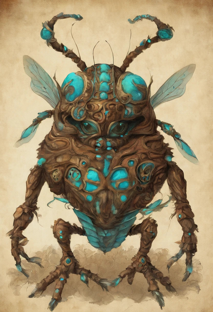Zungg is an insectoid Dream Creature. This creature have a brown and turquoise body, masterpiece, best quality
