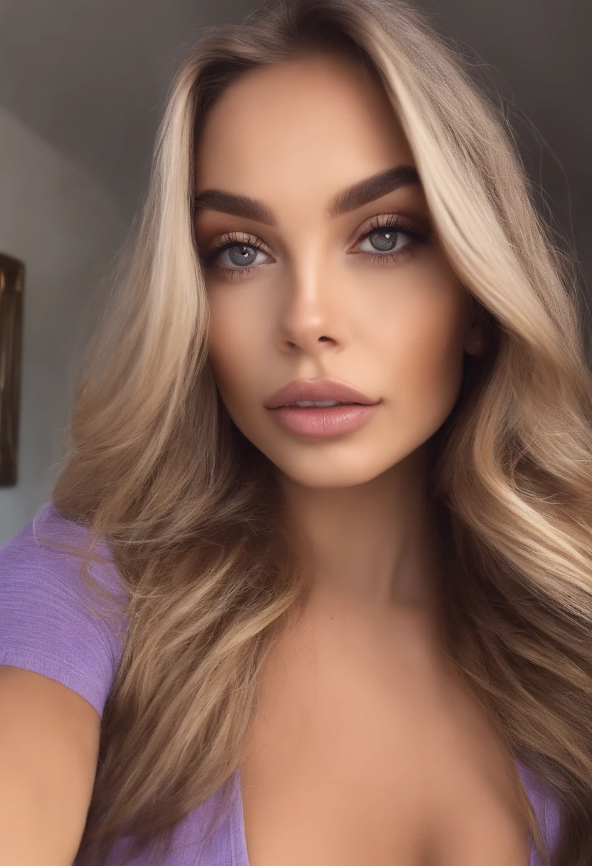 Femme arafed sans haut ni culotte, fille sexy aux yeux bleus, Portrait Sophie Mudd, cheveux bruns et grands yeux, selfie of a young woman, Yeux de chambre, Violet Myers, sans maquillage, maquillage naturel, looking straight at camera, Visage avec Artgram, Maquillage subtil, Superbe photo du corps entier, clivage, au centre commercial, hotel