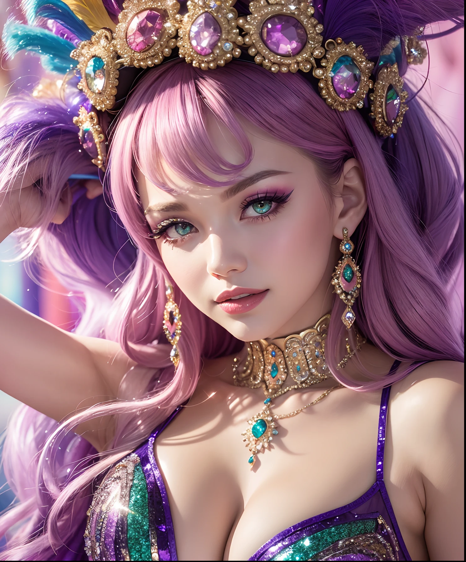 Cage, purple mermaid, luxury hotel, crown --auto --s2