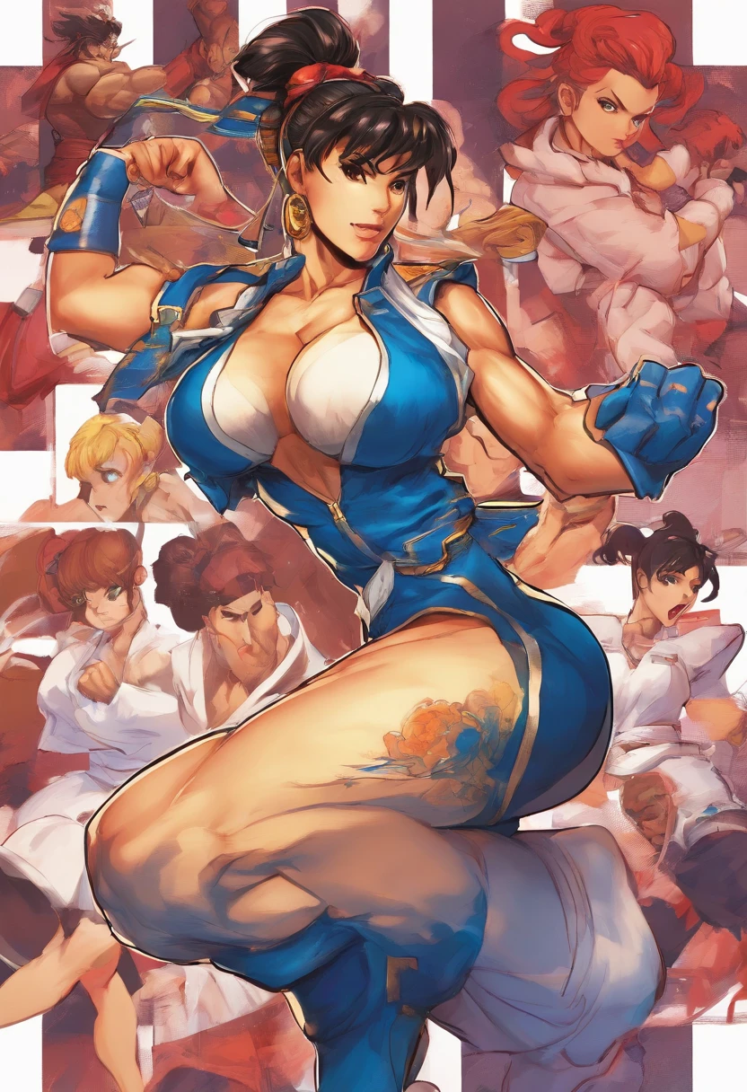 tightsuit,schoolgirls,Whole body diagram,Raised sexy,Chun- li