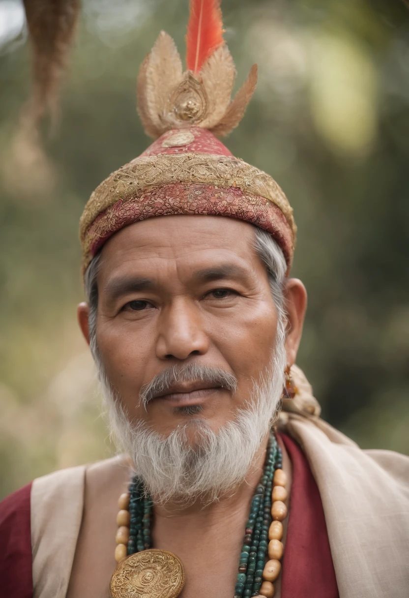 Semar is the leader of the Punokawan characters. He is depicted as an old, wise, and loyal servant. Semar has a round and chubby body, often portrayed with a big belly. He is known for his distinctive long, white beard and mustache. Semar is frequently seen wearing a simple Javanese batik sarong and a traditional headdress. He is known for his wisdom, cleverness, and comedic timing.