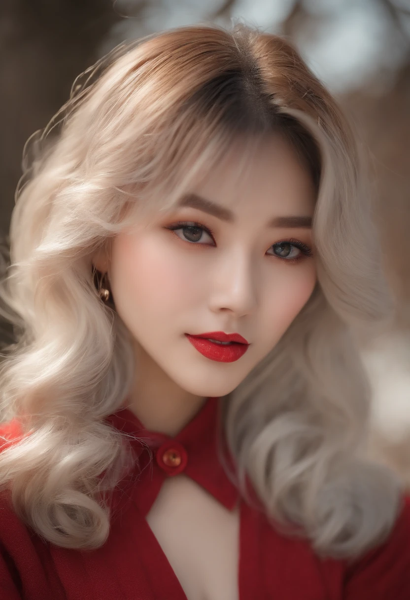 ((Very NSFW、masuter piece、Best Quality、top-quality、Highest Standards、Top image quality、Very beautiful adult woman、Very attractive beauty、Very intense pale blue eyes、Very strong highlight of the eyes、Perfect Anatomy、Dynamic lighting、lipgloss))、(Raw photo:1.2)、(photoRealstic:1.4)、((Almost never look up、Look firmly at the camera))、Beautiful face with perfect symmetry、Very beautiful detailed woman、extremely detailed eye and face、beatiful detailed eyes、Very smile to the viewer、Laugh very expressively、Very smiling、laughing very happily、Beautiful teeth、Beautiful teeth alignment、ultra-detailliert、ighly detailed、((Japanese high school girls uniform、Very large buttons、Very thick red shoulder strap for knitwear:1.4))、Light on the Face、28-year-old girl、((dynamicposes))、(camel's toe)、(Sitting on legs with bent knees)、shorth hair、crossed bangs、asymmetrical bangs、Short bob cut、long neck、Put your ears out、bangss、big eye、Lashes、kawaii、very large breast、Very beautiful big、very beautiful breast shape、Beautiful cleavage、tall supermodel、Long-legged supermodel、Supermodel with broad shoulders、bright color eyes、Lose shadows on the face、Shadow Fade:1.1、A little natural light coming in from the front、Christmas daytime snowy winter nature background、The face brightens a little、Light on the Face、PAW Pose、Put your hand on your cheek