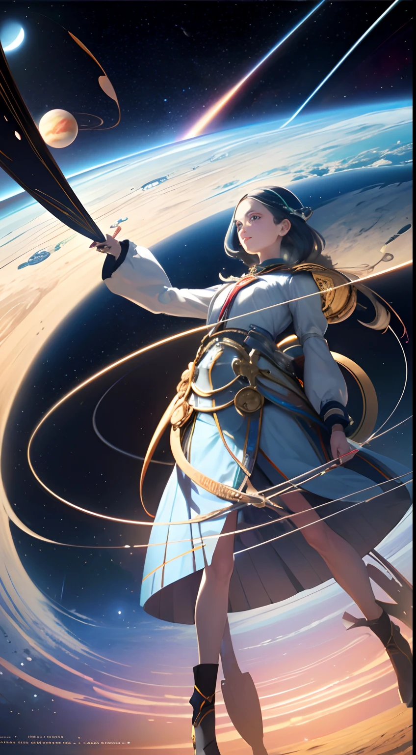 Anne Anderson, Richard Dadd, Larry Elmore, Japanese Anime, Mysterious Bizarre Fantastic Surreal Fantasy Sci-Fi, Solar System, Toys, Planets, Models, Astronomy, Perpetual Motion, Planetary Orbit, Rotation, Balance Ball, Magnetic Movement, Miniskirt Girl, perfect beautiful voluminous body, detailed high resolution high quality high definition masterpiece