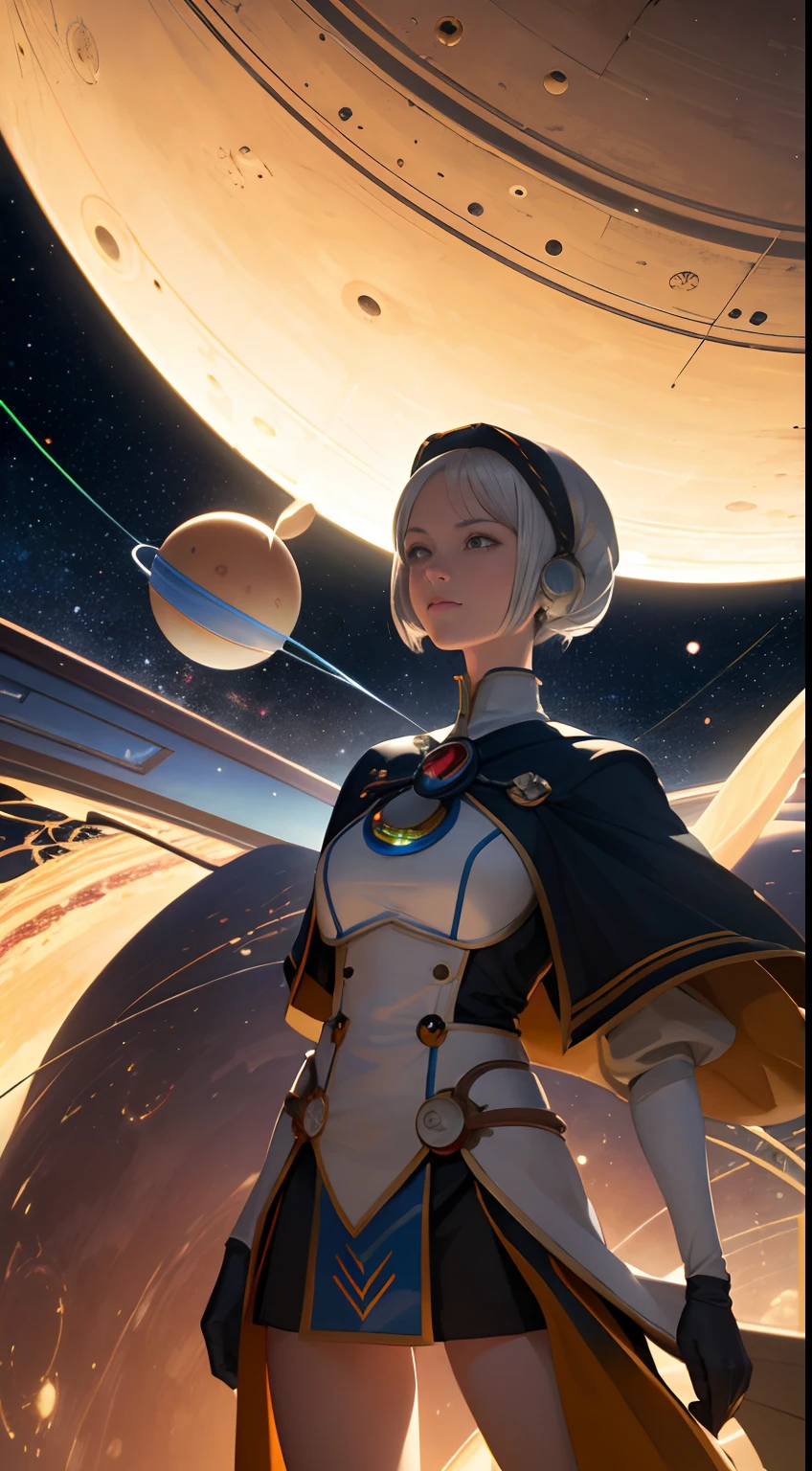 Anne Anderson, Richard Dadd, Larry Elmore, Japanese Anime, Mysterious Bizarre Fantastic Surreal Fantasy Sci-Fi, Solar System, Toys, Planets, Models, Astronomy, Perpetual Motion, Planetary Orbit, Rotation, Balance Ball, Magnetic Movement, Miniskirt Girl, perfect beautiful voluminous body, detailed high resolution high quality high definition masterpiece