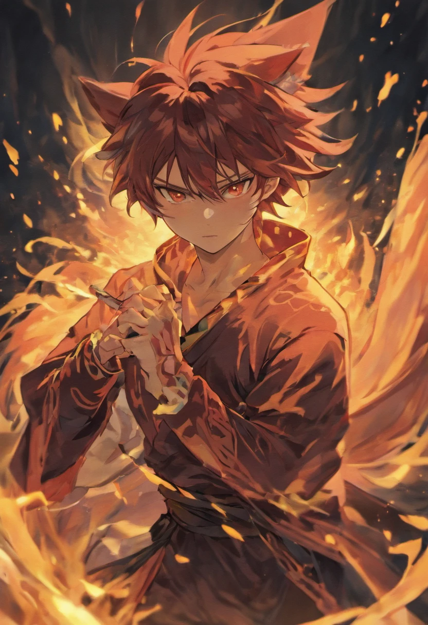 Kitsune mask, ninja, male, black hair, long hair, muscular