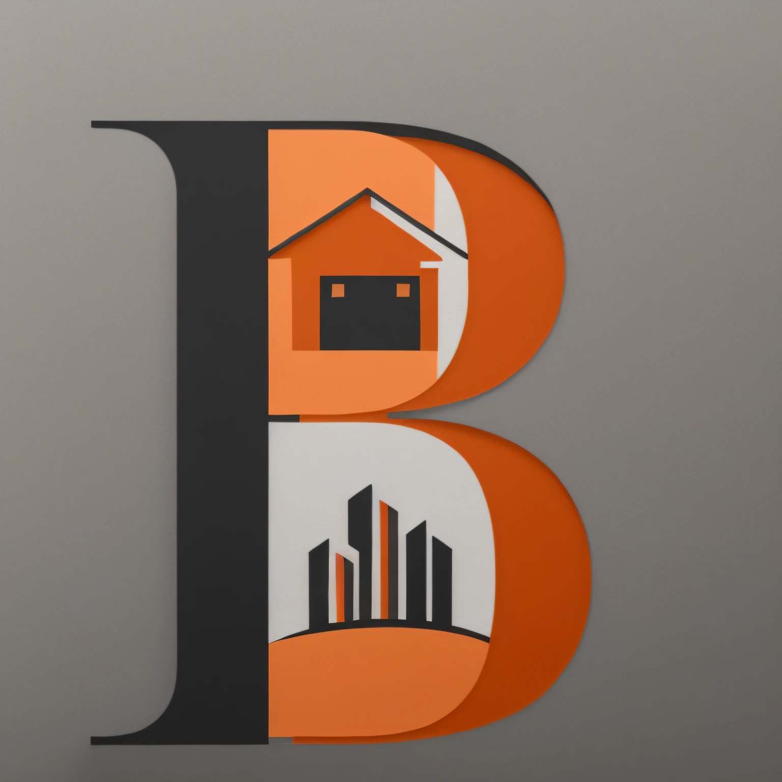 a gray and dark Orange logo of a house and a fence, business logo, logo without text, minimalist logo without text, black and white logo, bradbuilds, b, by Beta Vukanović, single logo, profile image, simple logo, buildings, logo, logo, by David Bailly, by George Barret, Jr., by Robert Bain