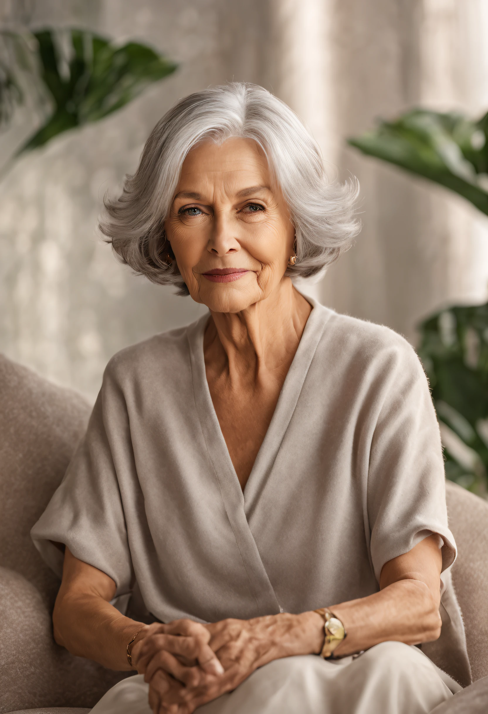 A beautiful 65-year-old woman with a beautiful body