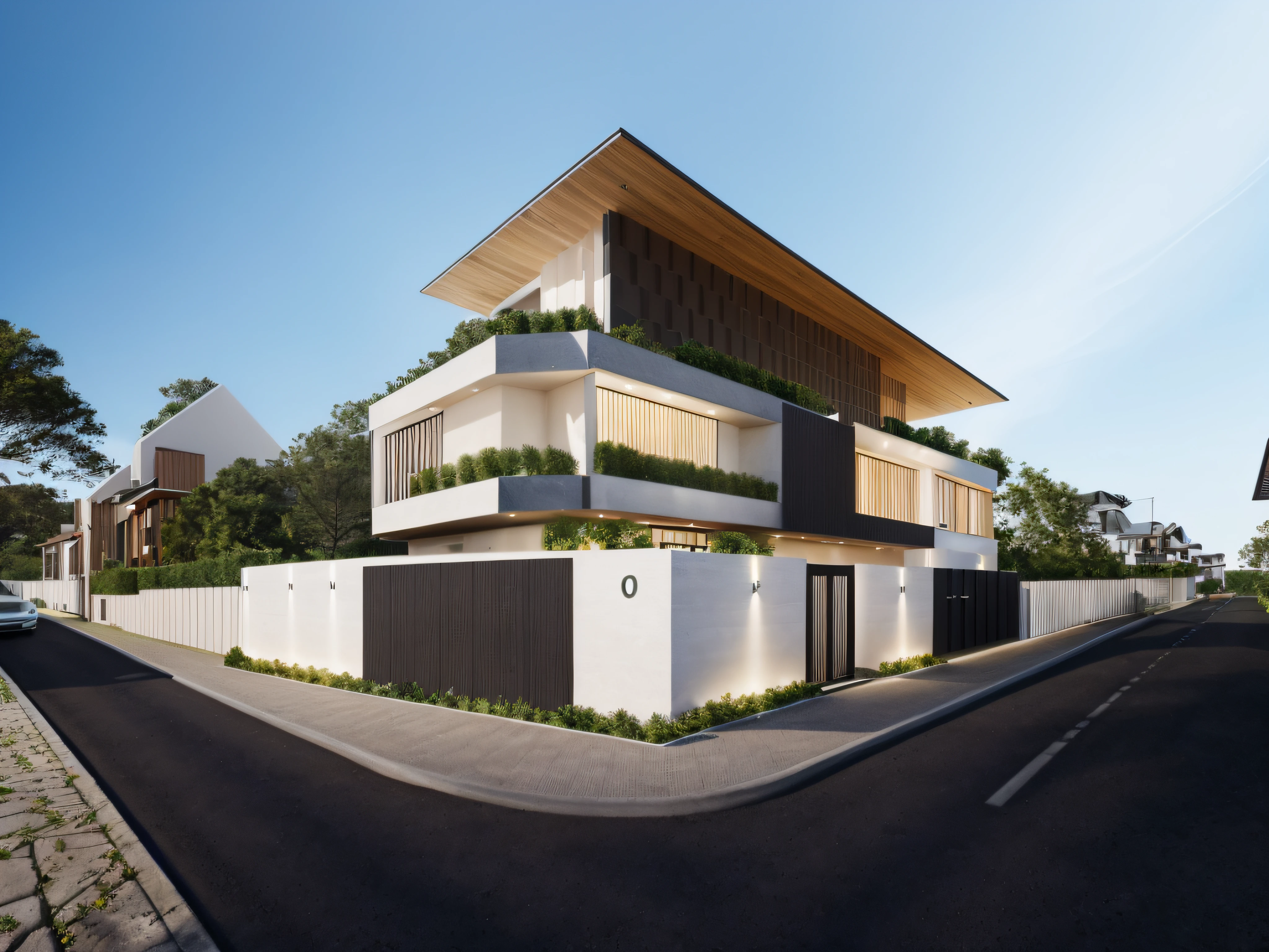 - (((1 mordenhouse with 1 big vertical wall:1.3))), front elevation of the house, look morden minimalist,(((1 road in front of the house:1.3))), the planter has many white chrysanthemums:1.2
- (RAW photo, real, best quality, masterpiece:1.2),(hyper realistic, photo-realistic:1.2), high quality,(((hyper detail:1.5))), archdaily, award winning design
- dynamic light:1.3, (dark light:1.2), perfect light,
- elegant and minimalist feel