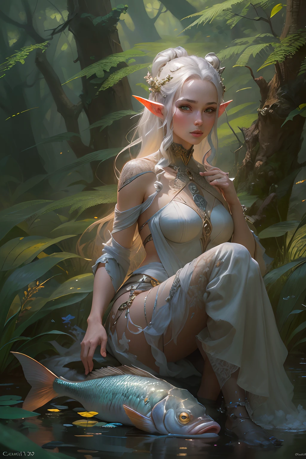 a woman sitting in a pool with a ball in her hand,  princess knight, body, !!highly detailed!!, crazy white hair, by Lü Ji, pale pointed ears, full figure poster, beautiful as the moon, h 1024, boody, inspired by hajime sorayama, warcraft, unclad, beautiful naiad with a wonderful face, wonderful symmetrical face and beautiful realistic eyes, filling an urn with water by a river, Domenico Remps style, goddess emerging from the water, long hair fused with water, skin wet with water, magical forest with lantern and fantasy, full moon, lamp, night light, pond with garden,
full body, vladimir volegov art, vladislav nagornov art, jean-baptiste monge style,
small bubbles floating, wonderful girl, fantastic face, Caucasian,sexy pose, provocative pose,naked girl, visible beautiful pubic area, pink pesons, small breasts in sight, tattoos on the naked body, (masterpiece), realistic, (portrait of a girl), neat nose, smooth, young pale skinny white girl, smile, chubby, bright background, perfect detailed face, sunlight, photo realistic, a beautiful woman, uminescent glow orange cyan liquid lamp, liquid splash art, luminescent glow colors liquid,  long hair fused into multicolored sea waves, light lantern, lamp and antique clock,,   fantasy, fractal,,  Sakimichan-style art, slight smile, legs open, pubic hair view, 1 sexy girl, exposed breasts,skin wet with water and foam and bubbles,view from below, open legs showing open vagina, beautiful full female body wet with water,wet skin, legs separated visible vagina,vagina in sight, beautiful naked woman lying in the pond, bed floating in pond, floating antique clock, lamp, lantern, night sky with storm, full moon,extremely smooth and fluid paint, 3D liquid paint, 3D fractals, gold and silver and bronze metallic colors, light particles, dreamy, 3D soft relief, bright sparkles,