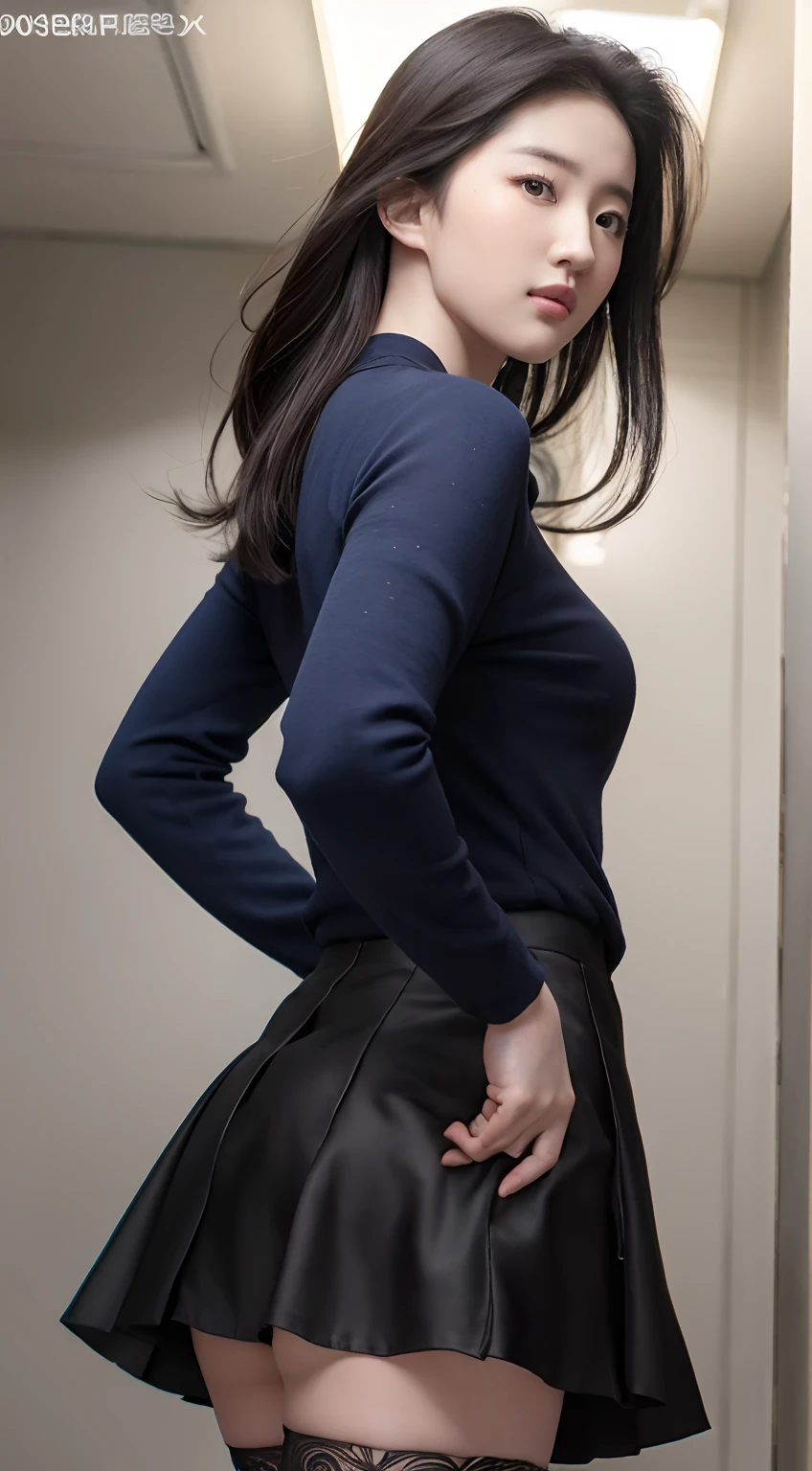 Ultra-realistic 8K CG，s the perfect face，flawless perfection，Liu Yifei，tmasterpiece，professionalartwork，famousartwork，s the perfect face，beauitful face，beautidful eyes，（（Perfect female body）） 1girll， （8K， RAW photos， best qualtiy， tmasterpiece：1.2）， （realisticlying， photograph realistic：1.37）， 独奏， ultra - detailed， lacepantyhose， beatiful background， The shirt， （（a skirt））， Long shots， from below， thick thight，