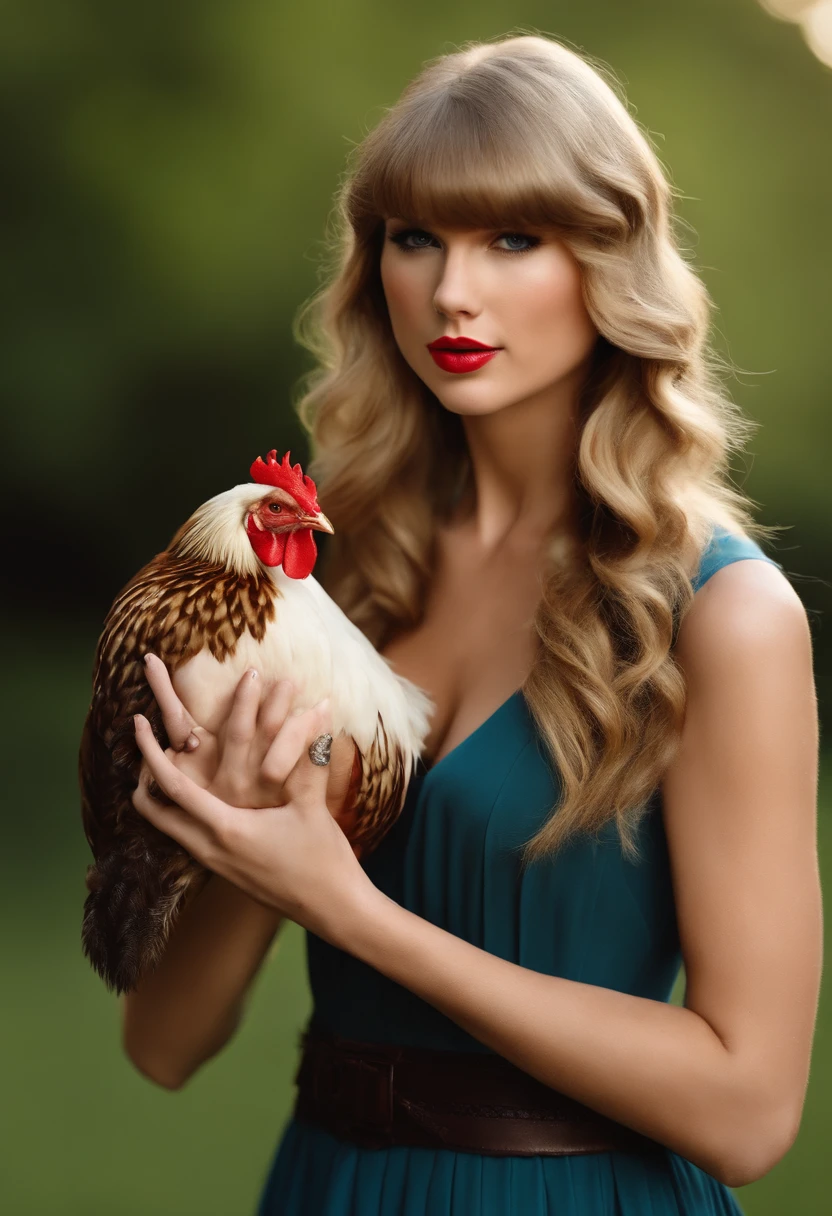 Taylor swift holding a pet chicken