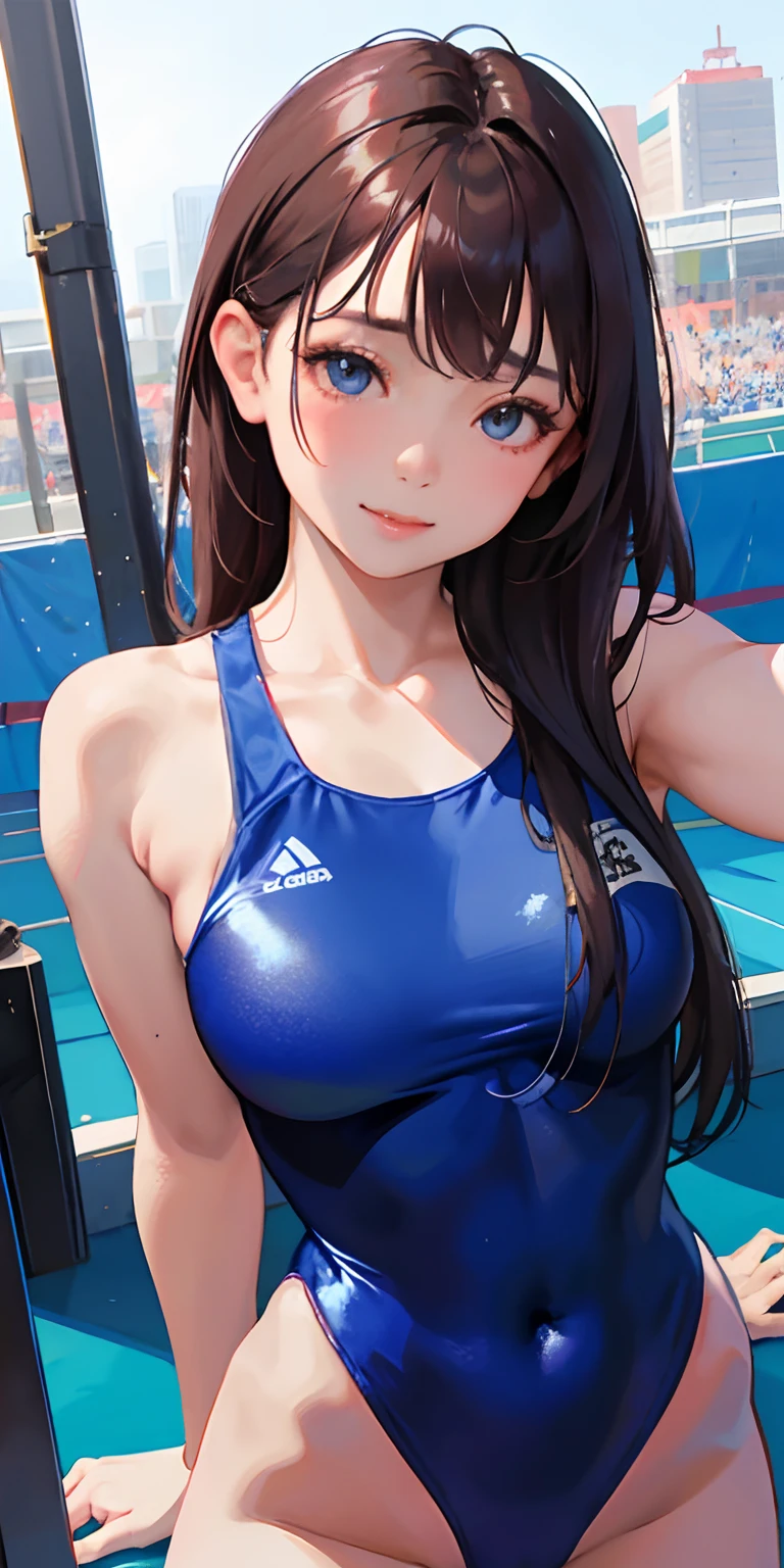 realisticlying、18 girls、Wearing competitive swimsuits,Smile,Cleavage emphasis,Face Real,A sexy,swimming pools