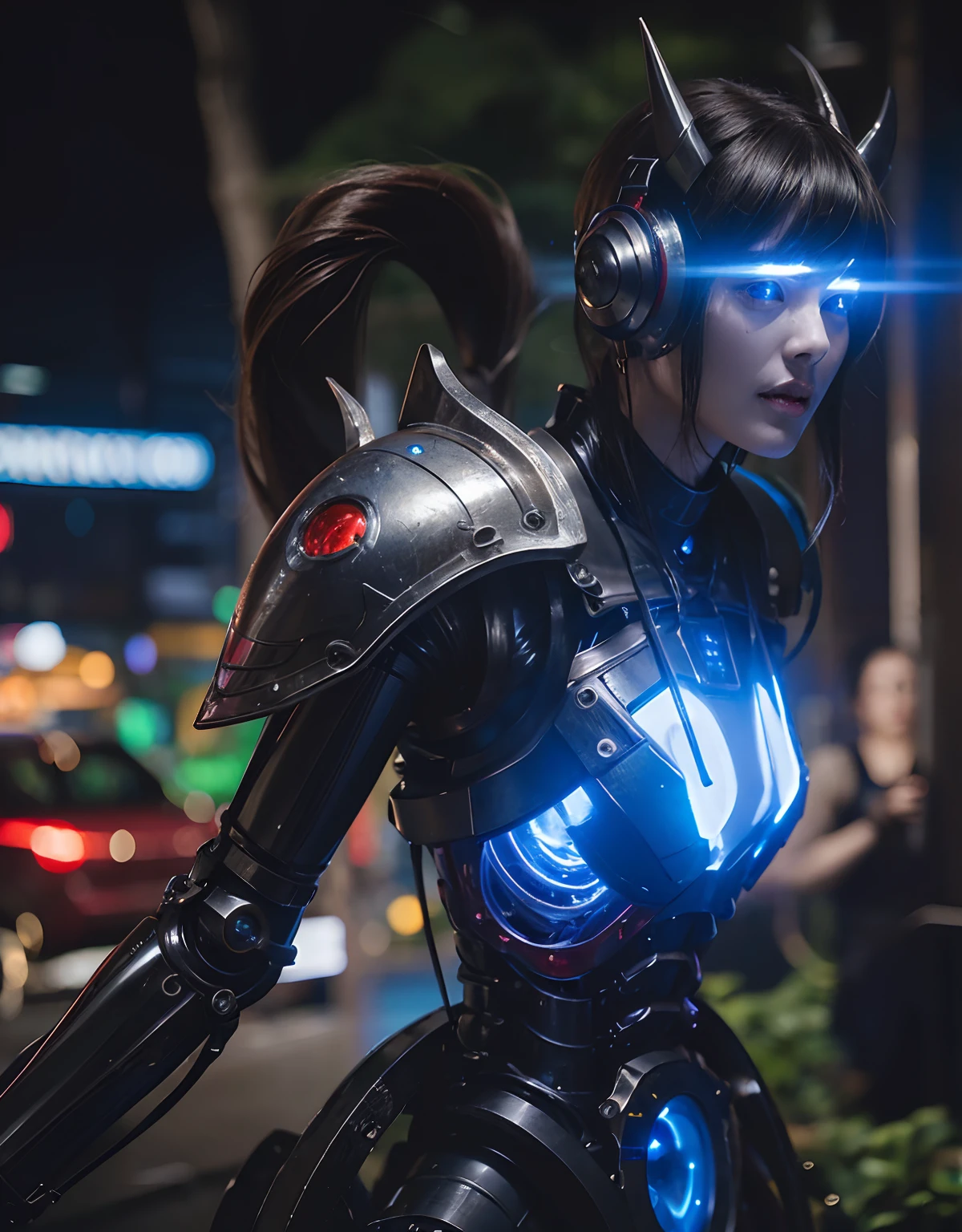 (1 Mechanical Girl)、top-quality、masterpiece、超A high resolution、(Photorealsitic:1.4)、Raw photo、女の子1人、Fight mutants、glowy skin、(((1 Mechanical Girl)))、With a beautiful knife、(Green Metal Bodysuit)、(Kobold、ogre、Fierce battle with orcs),(Fight fiercely against aliens)、Fight fiercely、(beautiful forest background)、(Fighting Demonic Beasts)、(Small LED)、((super realistic details))、portlate、(Strong giant demon beast background),globalillumination、Shadow、octan render、8K、ultrasharp、Colossal tits、Raw skin is exposed in cleavage、metals、Details of complex ornaments、Japan details、highly intricate detail、Realistic light、(Mystical expression),CGSoation Trends、Blue eyes、radiant eyes、Facing the camera、neon details、(Mechanical limbs)、(blood vessels connected to tubes)、Mechanical vertebrae attached to the back、mechanical cervical attaching to neck、(Wires and cables connecting to the head)、Gundam、Small LED、,Mechanical thighs、Toostock、(Hands are also made of machines)、(Attack of the Monster Beasts)、(Wounded in a deadly battle)、