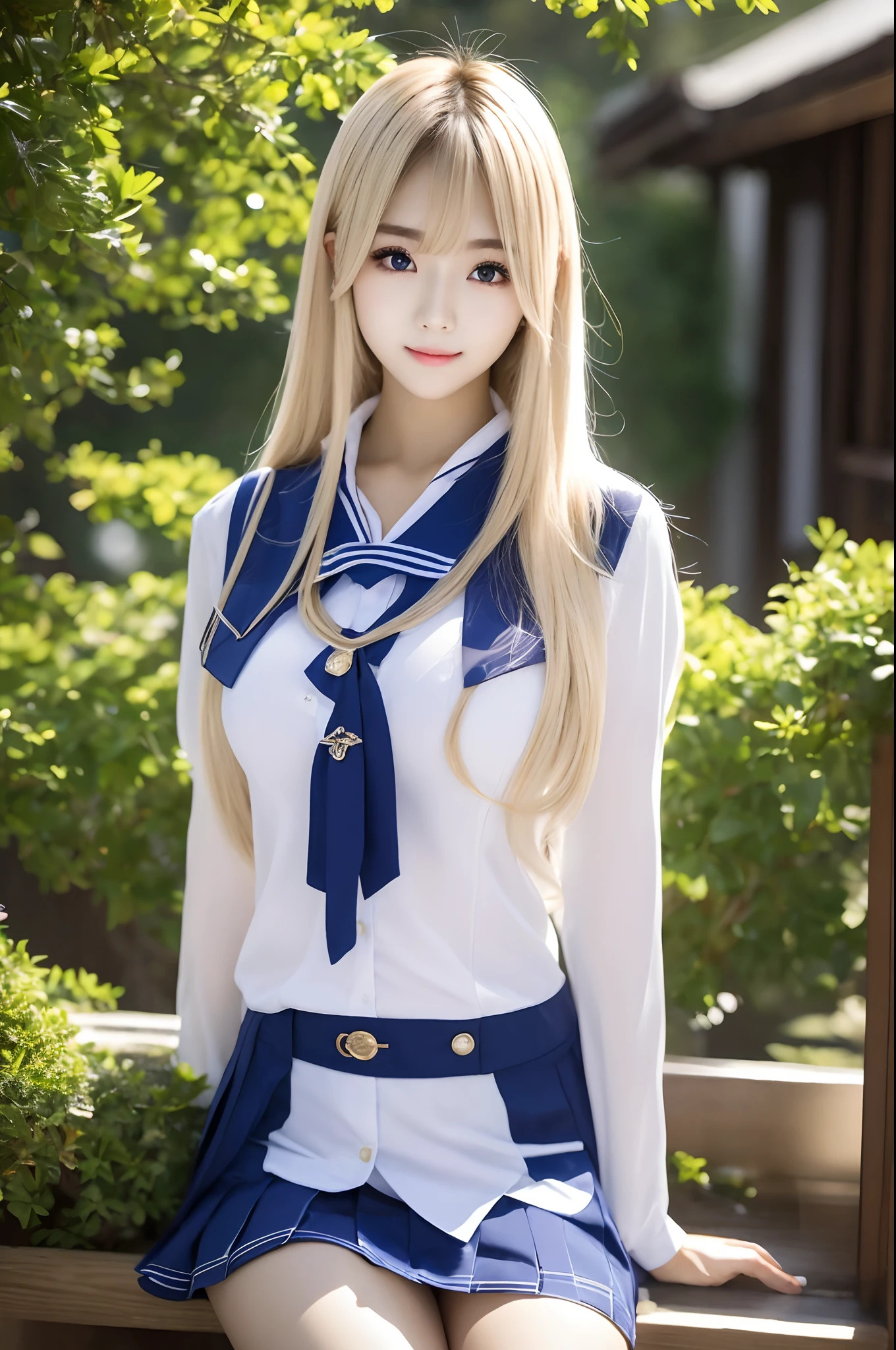 Marie Rose、blondehair、portlate、School Uniforms、bright expression、Young shiny shiny white shiny skin、ultimate beauty girl、Best Looks、The most beautiful bright blonde hair in the world、Super long silky straight hair、Beautiful bangs that shine、Glowing crystal clear attractive big blue eyes、Very beautiful lovely cute 17 year old girl、Lush bust、(((Cheek cane)))