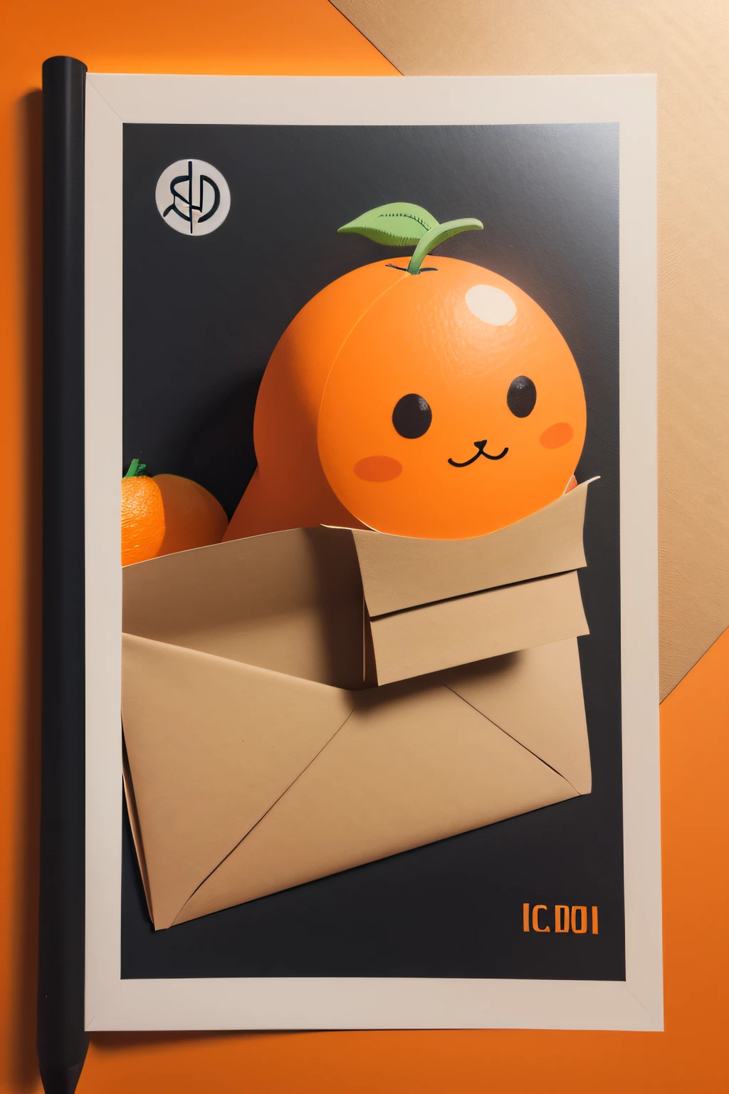 A4 envelope、Representative、illustratio、an orange、post office、Illustration Characters