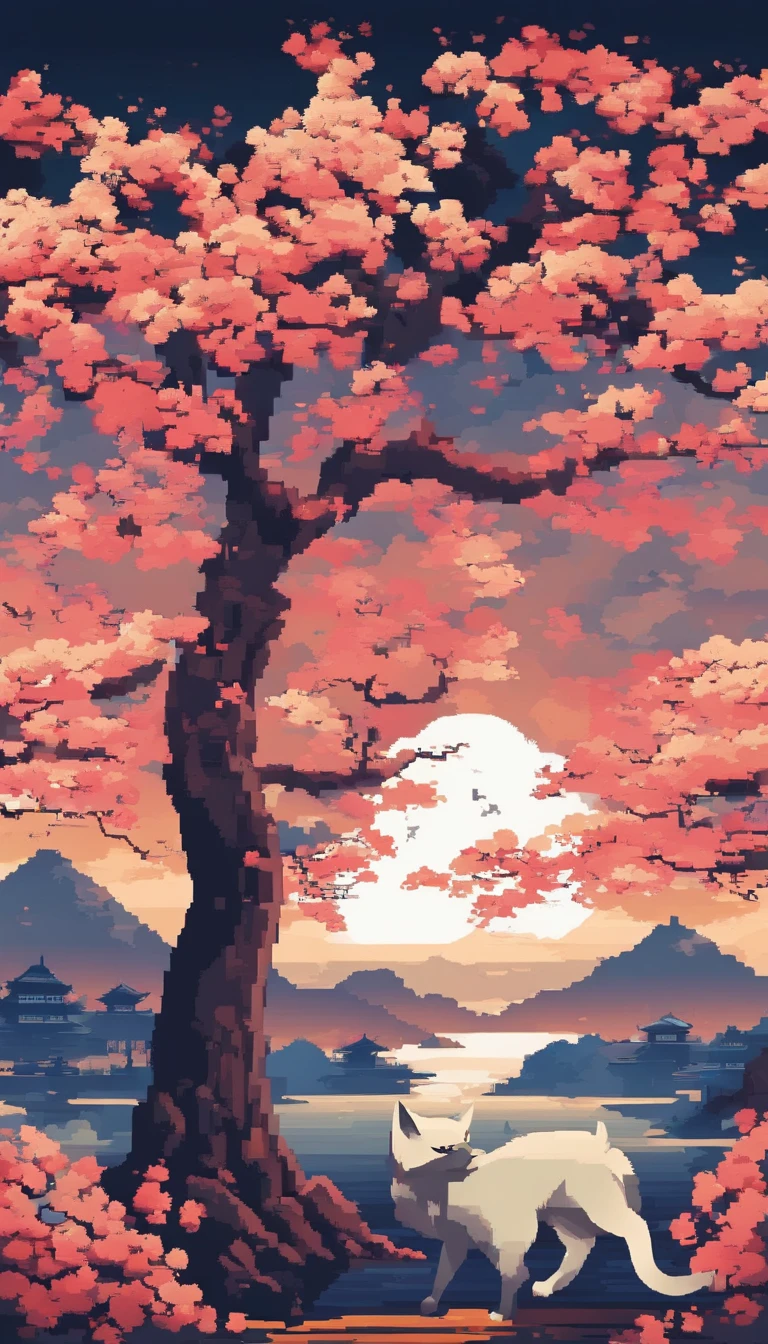 There are two banners with Pokémon on them, Banner to Espeon on the right, Under the cherry tree where the flowers fall, And with the bright sun and on the left is the ambreon, Black cat like Pokémon with yellow crescent moon shining under beautiful moon , inspired by Sōami, inspired by Ohara Koson, inspired by Koson Ohara, inspired by Nōami, inspired by Kanō Motonobu, ukio-e style, Inspired by Shotei Watanabe, in the art style of ukiyo - e