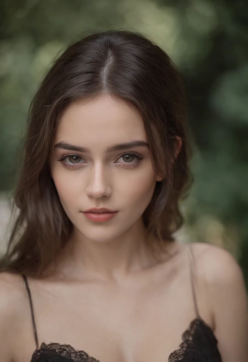 19-year-old realistic photographer, With camera, mujer italiana sexy, Cabello negro brillante, delineador, en cuarto oscuro, cuerpo completo, pose seductora, ropa interior de encaje