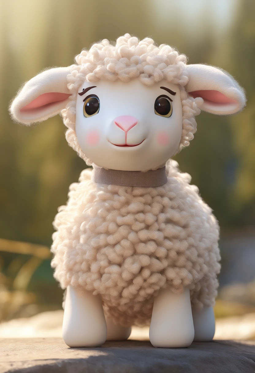 Plush toy lamb,Cute stuffed toy sheep,tiny horns,Facing the lens,Plush material,adolable