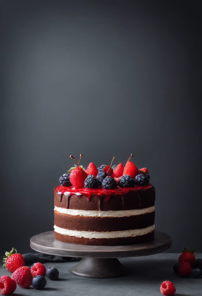 a delicious cake, cinematic, professional photography, studio lighting, studio background, advertising photography, intricate details, hyper-detailed, ultra realistic, 8K UHD