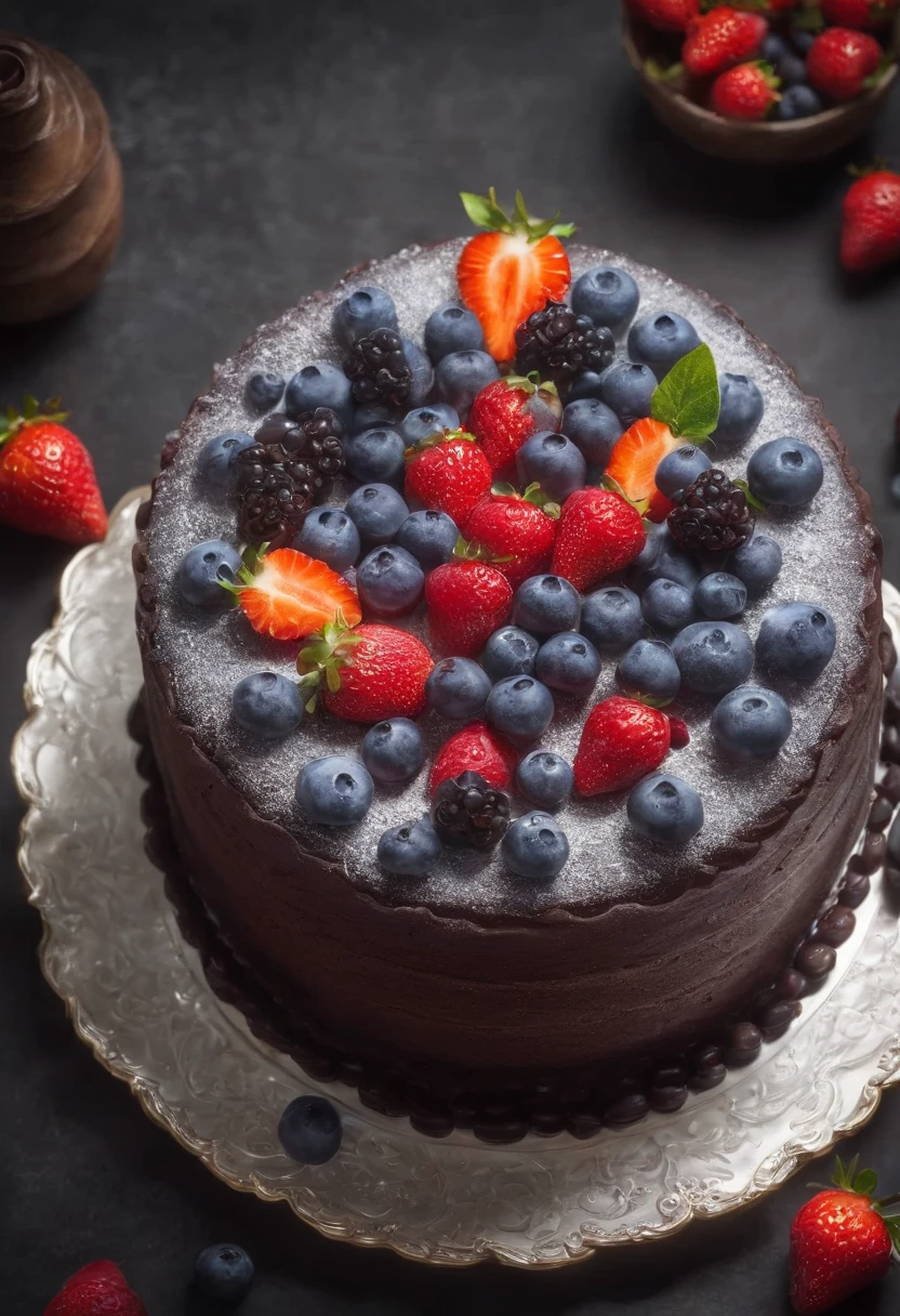 a delicious cake, cinematic, professional photography, studio lighting, studio background, advertising photography, intricate details, hyper-detailed, ultra realistic, 8K UHD