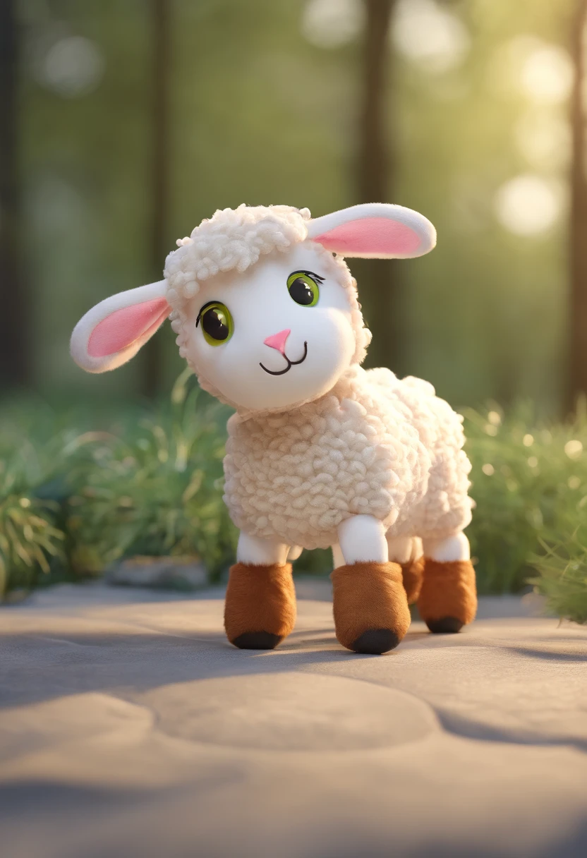 Plush toy lamb,Cute stuffed toy sheep,tiny horns,Facing the lens,Plush material,adolable